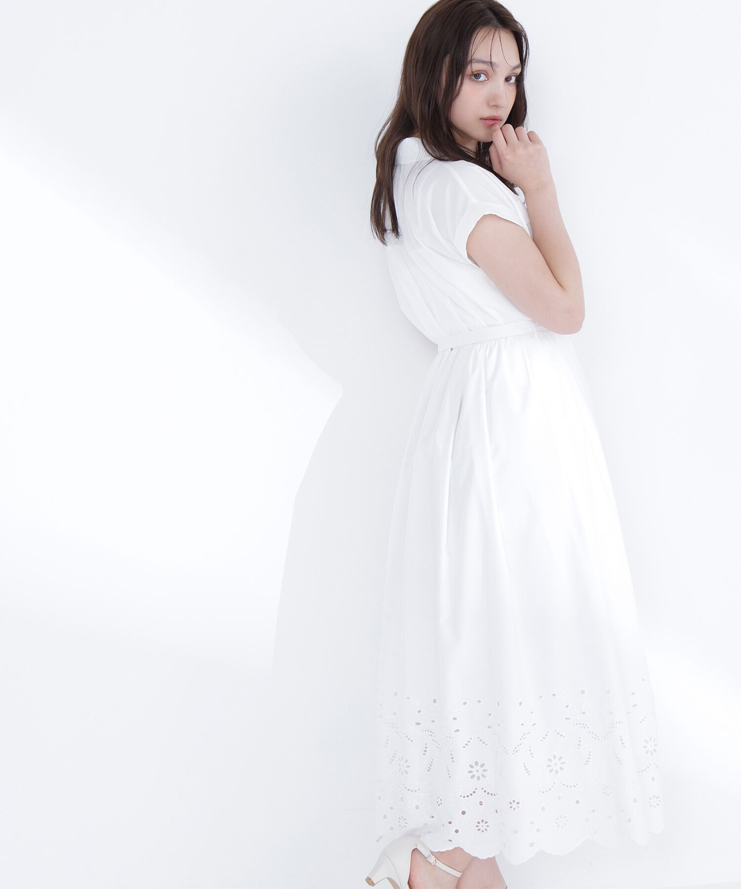  「スカラレースシャツワンピース」|ワンピース|