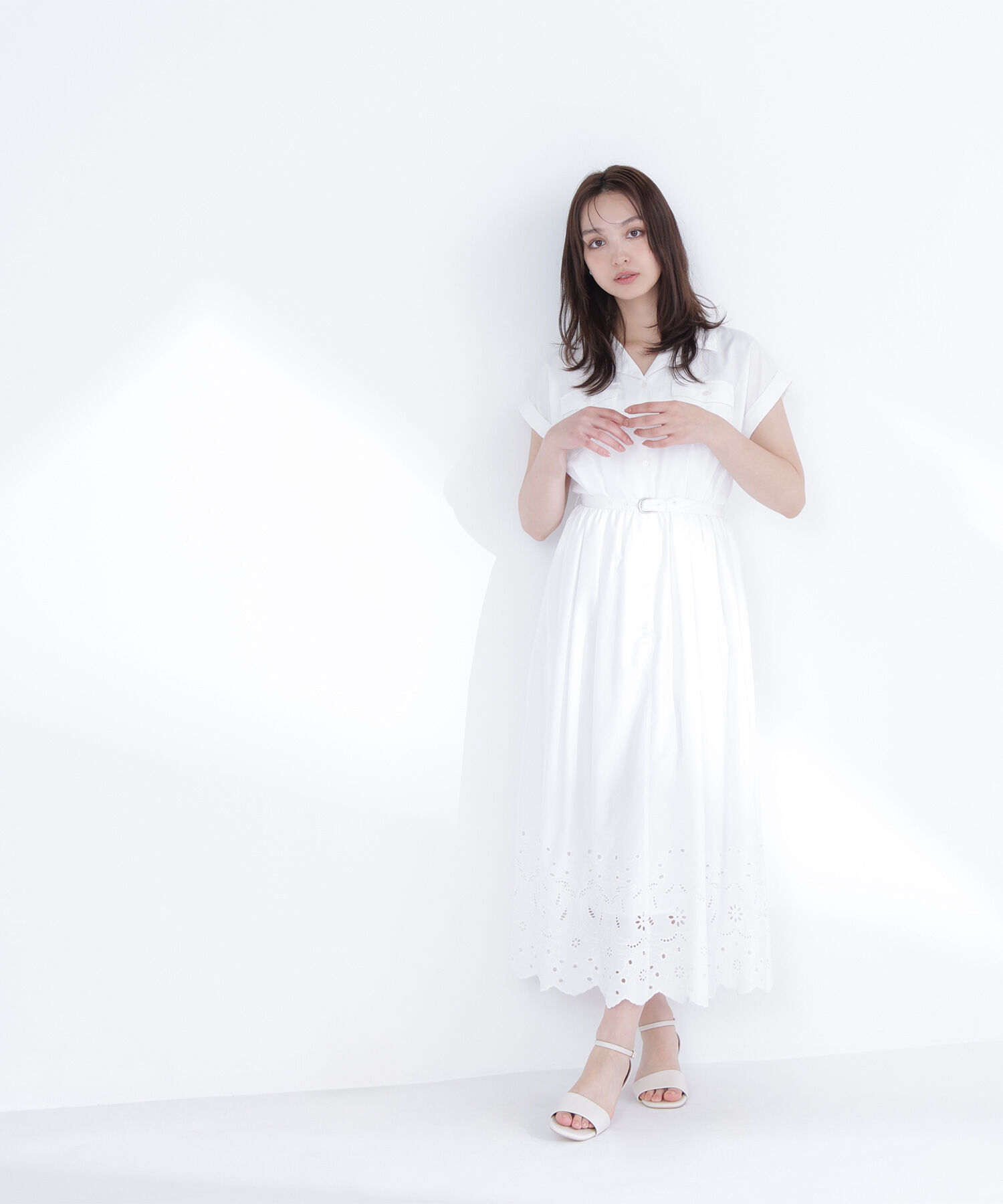  「スカラレースシャツワンピース」|ワンピース|