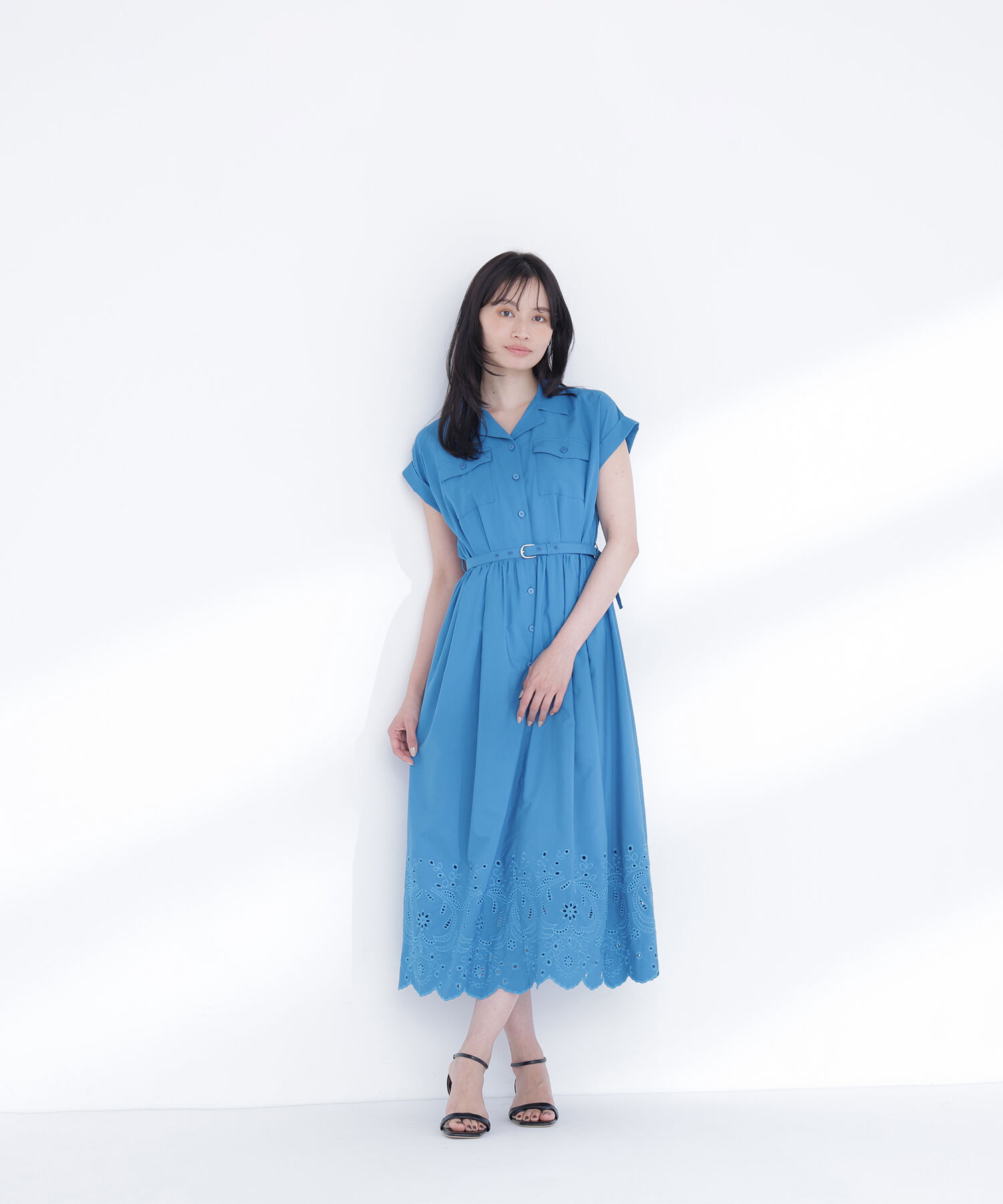  「スカラレースシャツワンピース」|ワンピース|