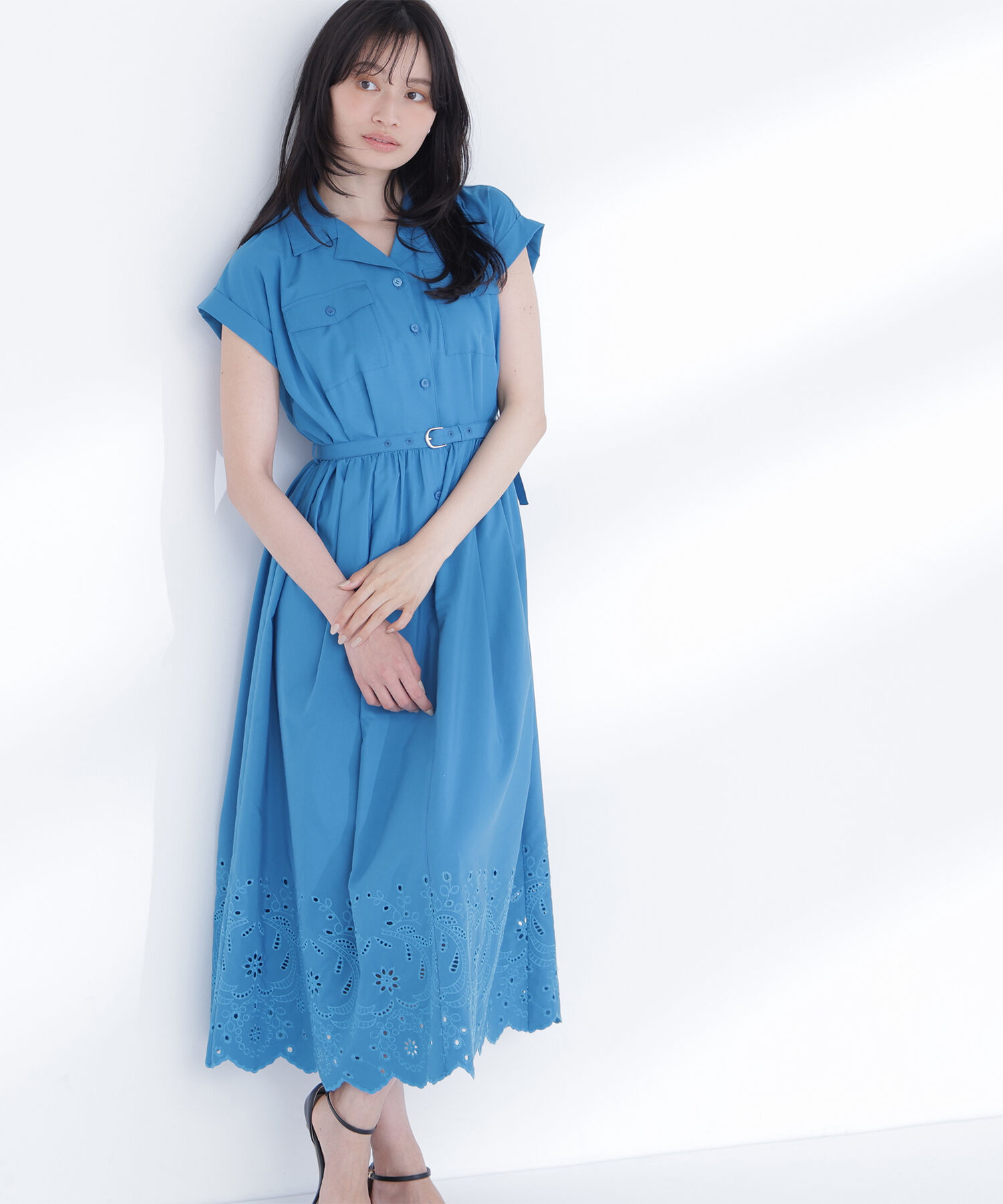  「スカラレースシャツワンピース」|ワンピース|