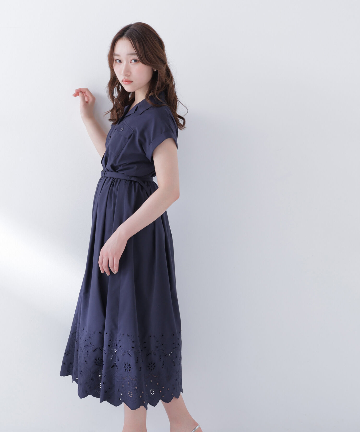  「スカラレースシャツワンピース」|ワンピース|