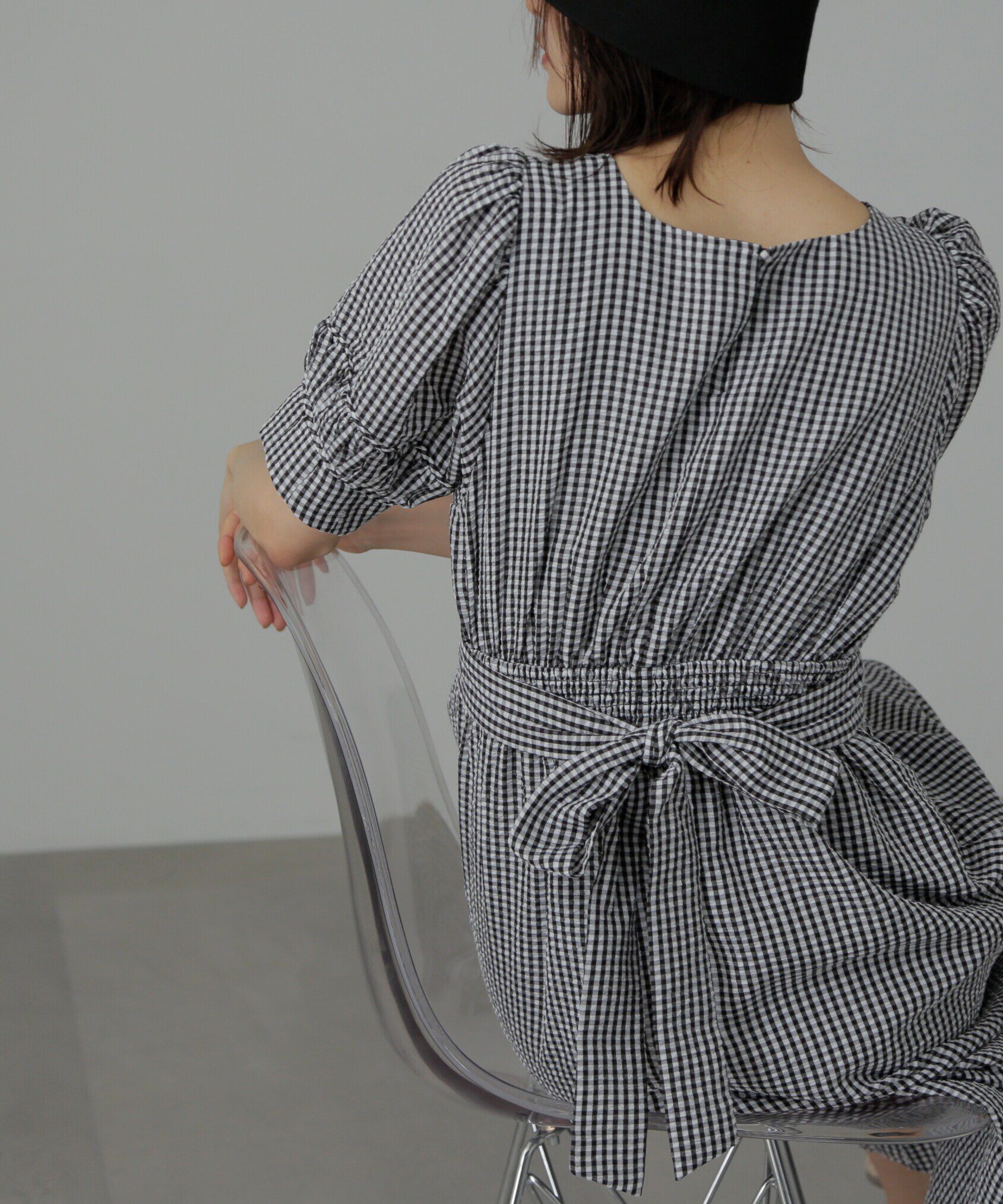  「パフスリーブバックリボンワンピース」|ワンピース|ギンガム1