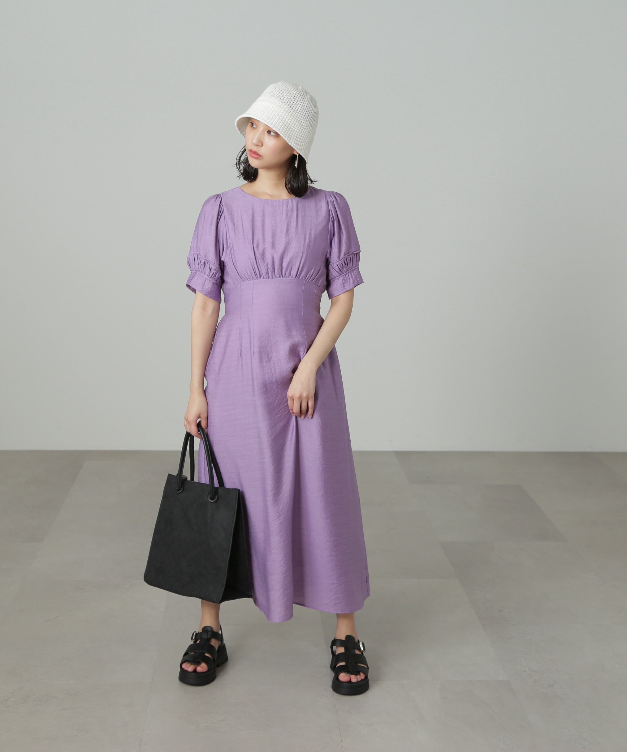  「パフスリーブバックリボンワンピース」|ワンピース|