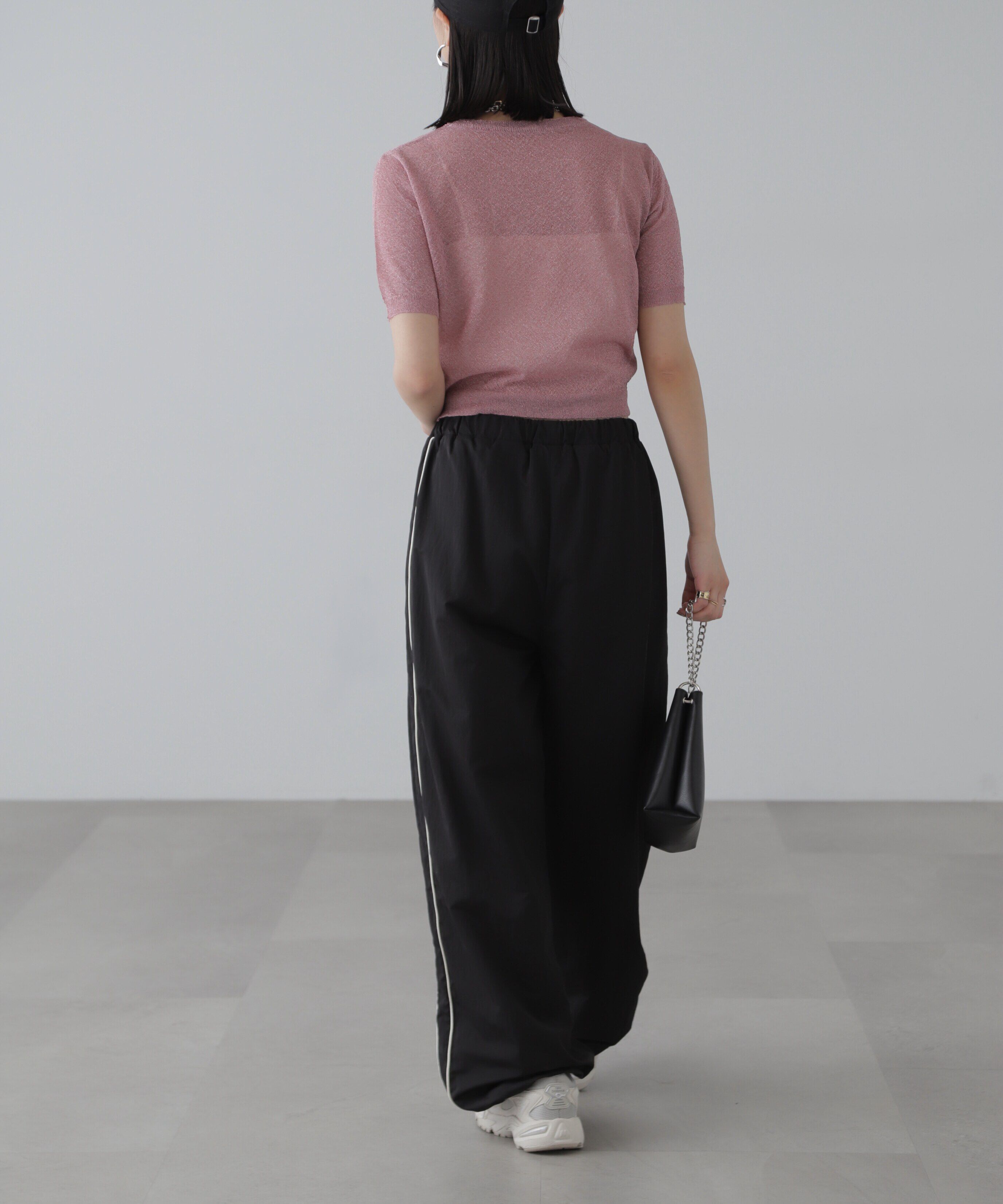  「コンパクトラメシアー半袖ニット」|ニット・セーター|