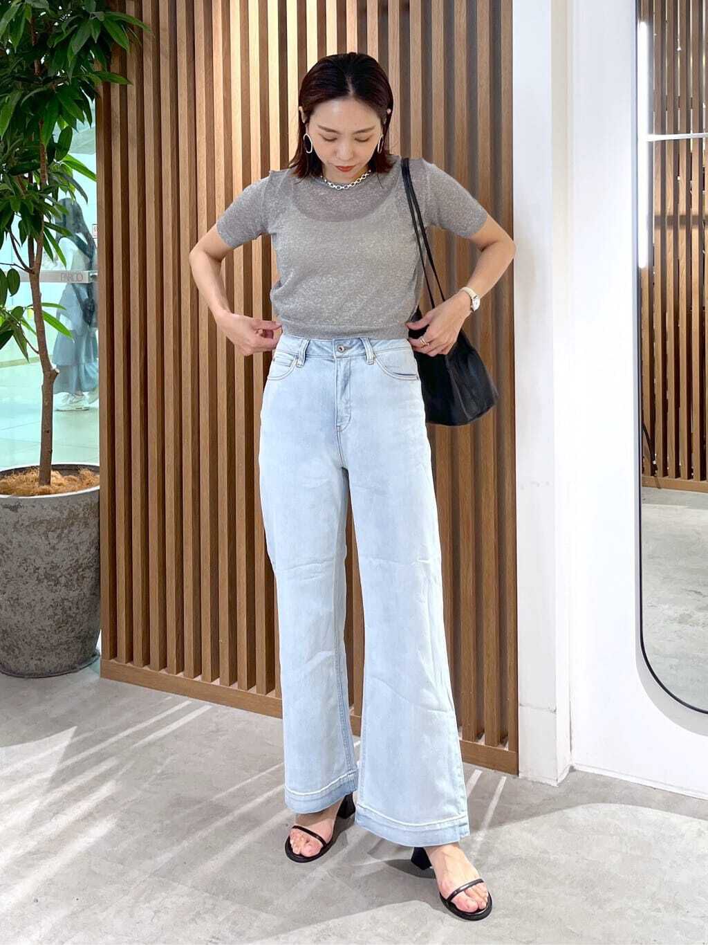  「コンパクトラメシアー半袖ニット」|ニット・セーター|