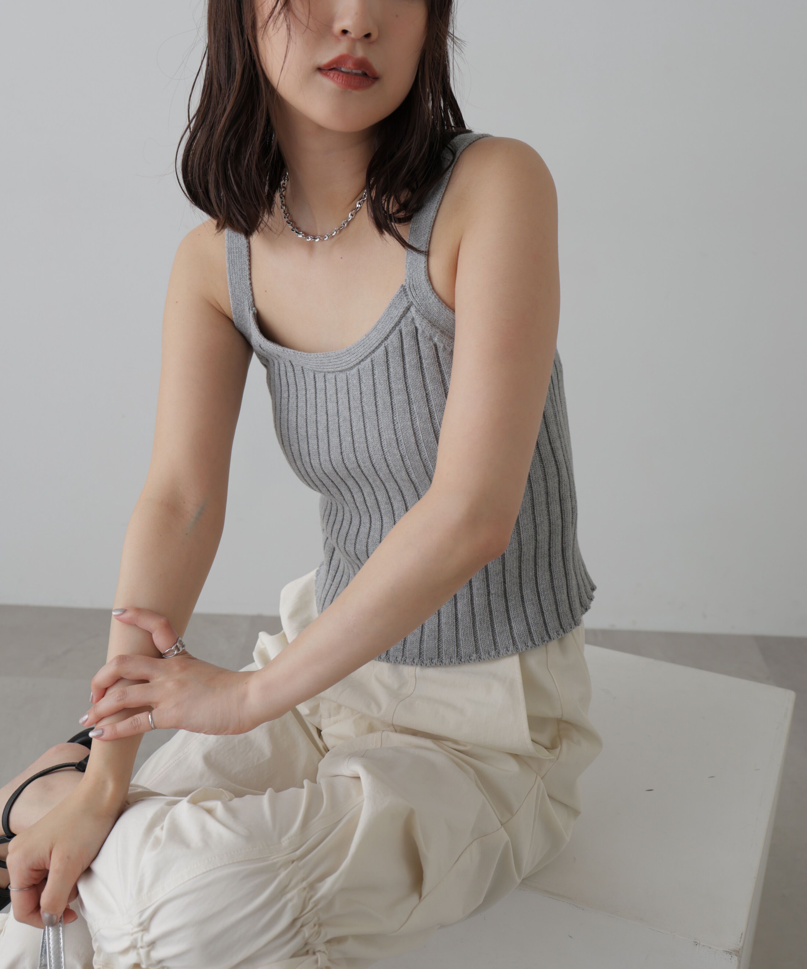  「リブニットタンクトップ」|ニット・セーター|