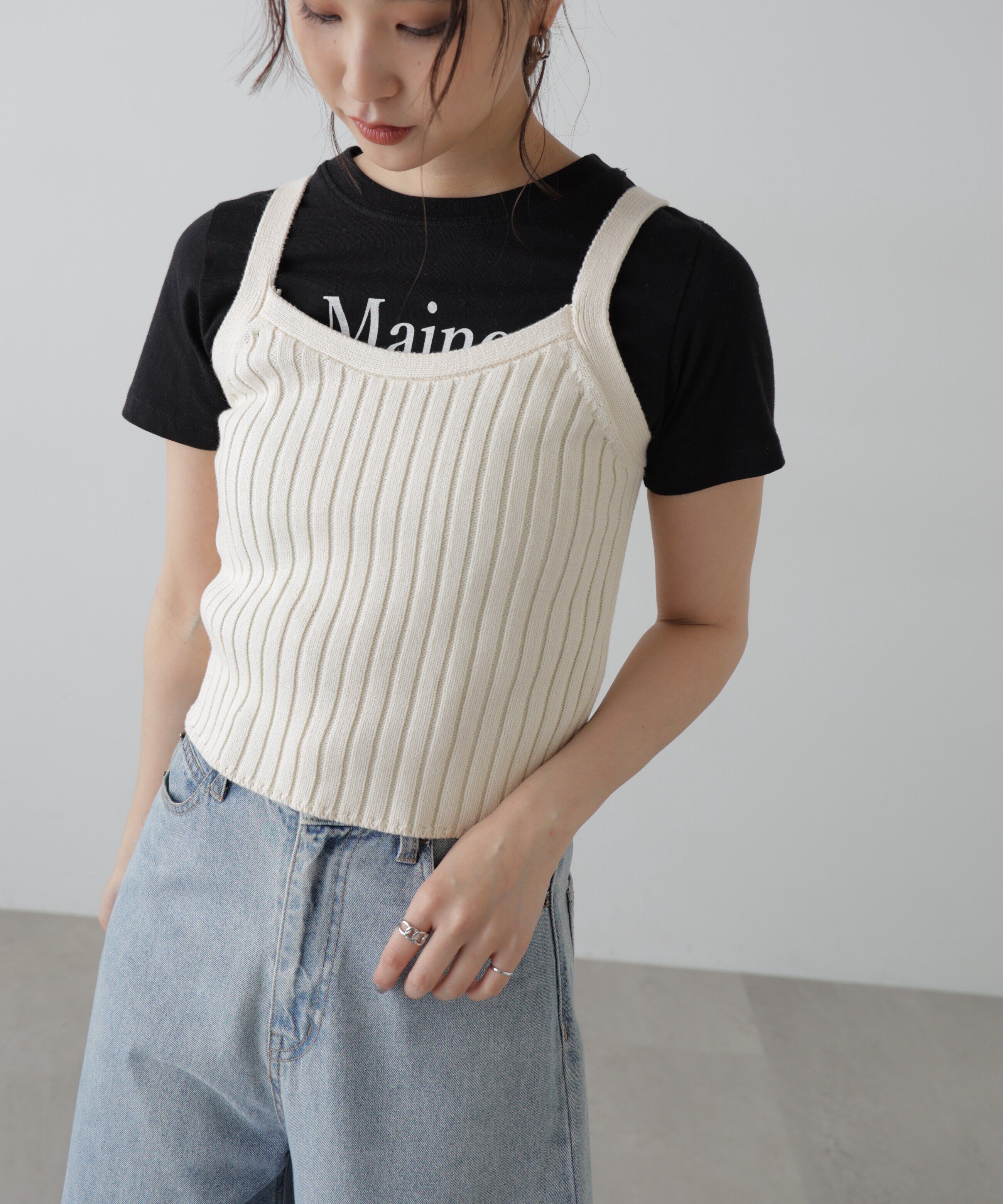  「リブニットタンクトップ」|ニット・セーター|