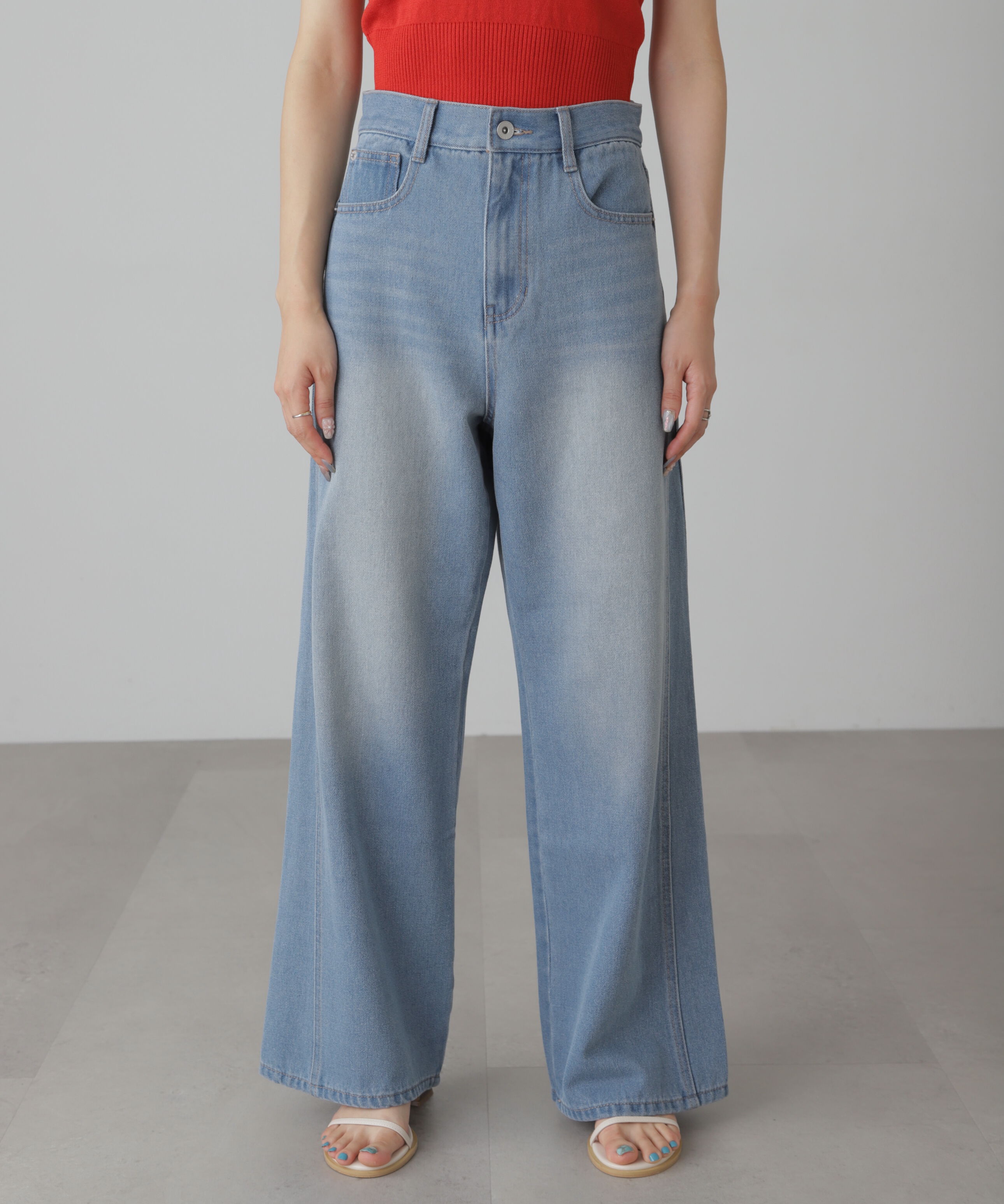  「[XS-Lサイズ展開]サイドパネルヴィンテージライクワイドデニム」|その他|ライトインデ 2