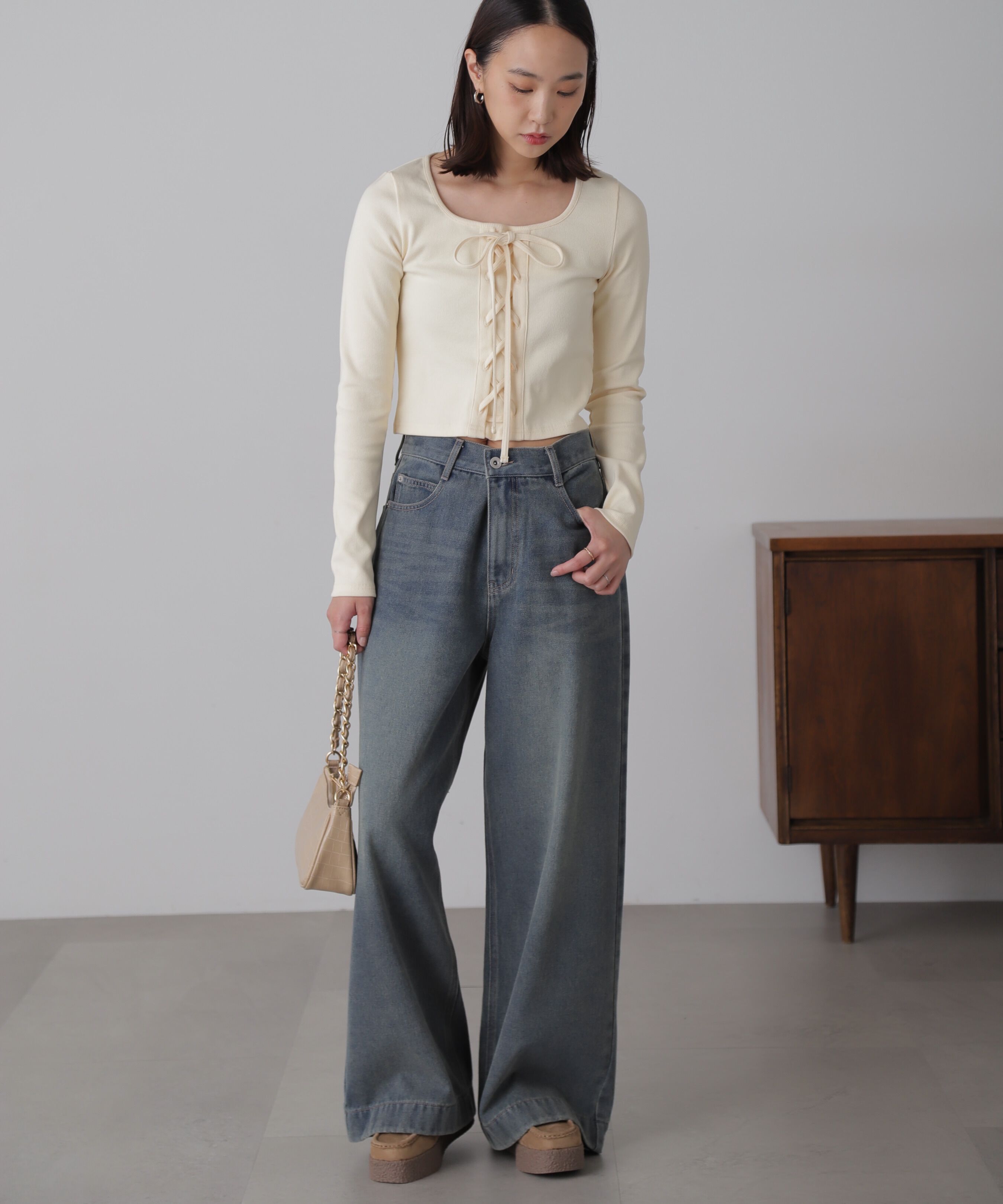  「裾ボタン2wayバギーデニムパンツ」|その他|