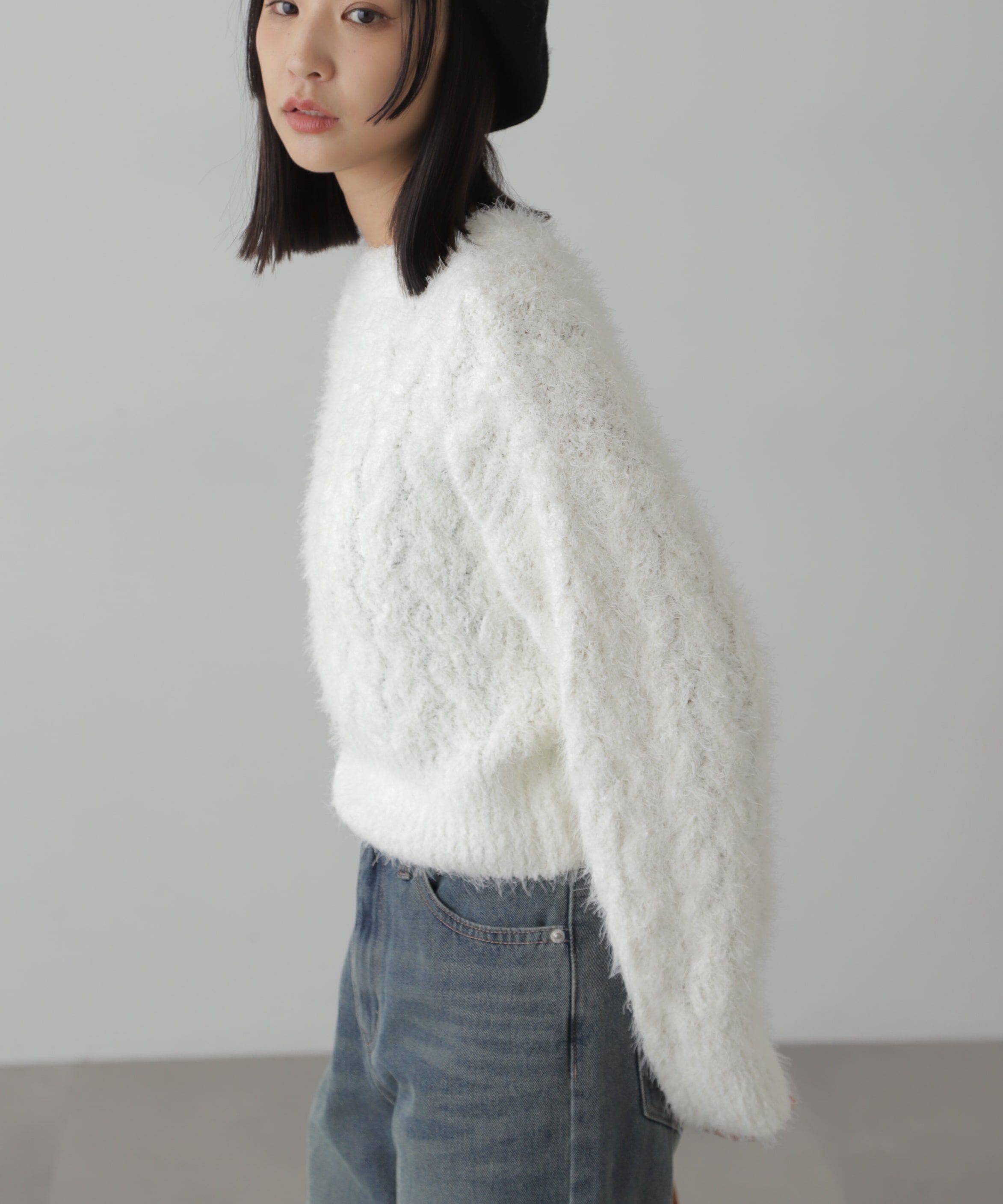  「シャギーケーブルニット」|ニット・セーター|