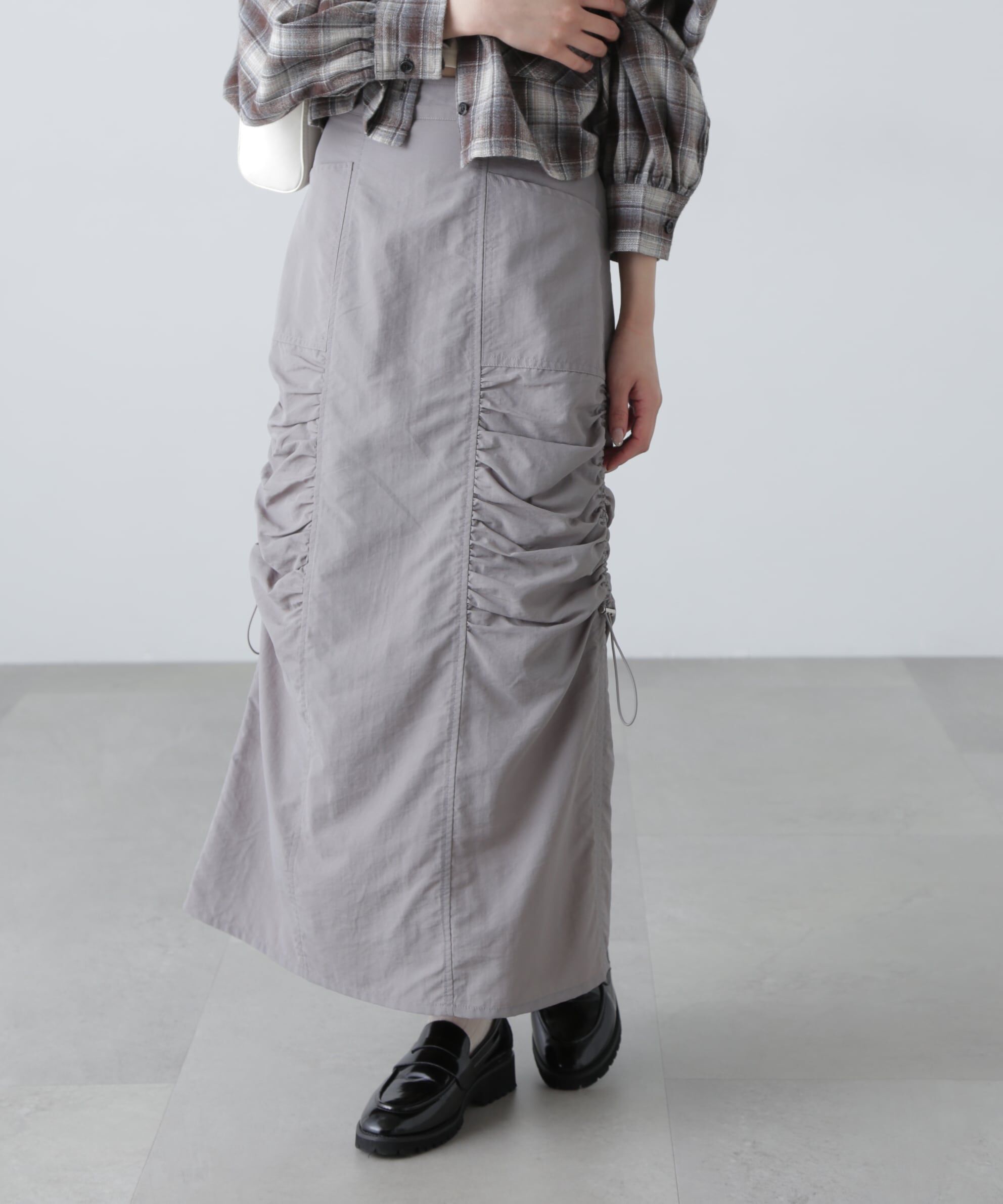  「サイドドロストナイロンスカート」|スカート|グレー