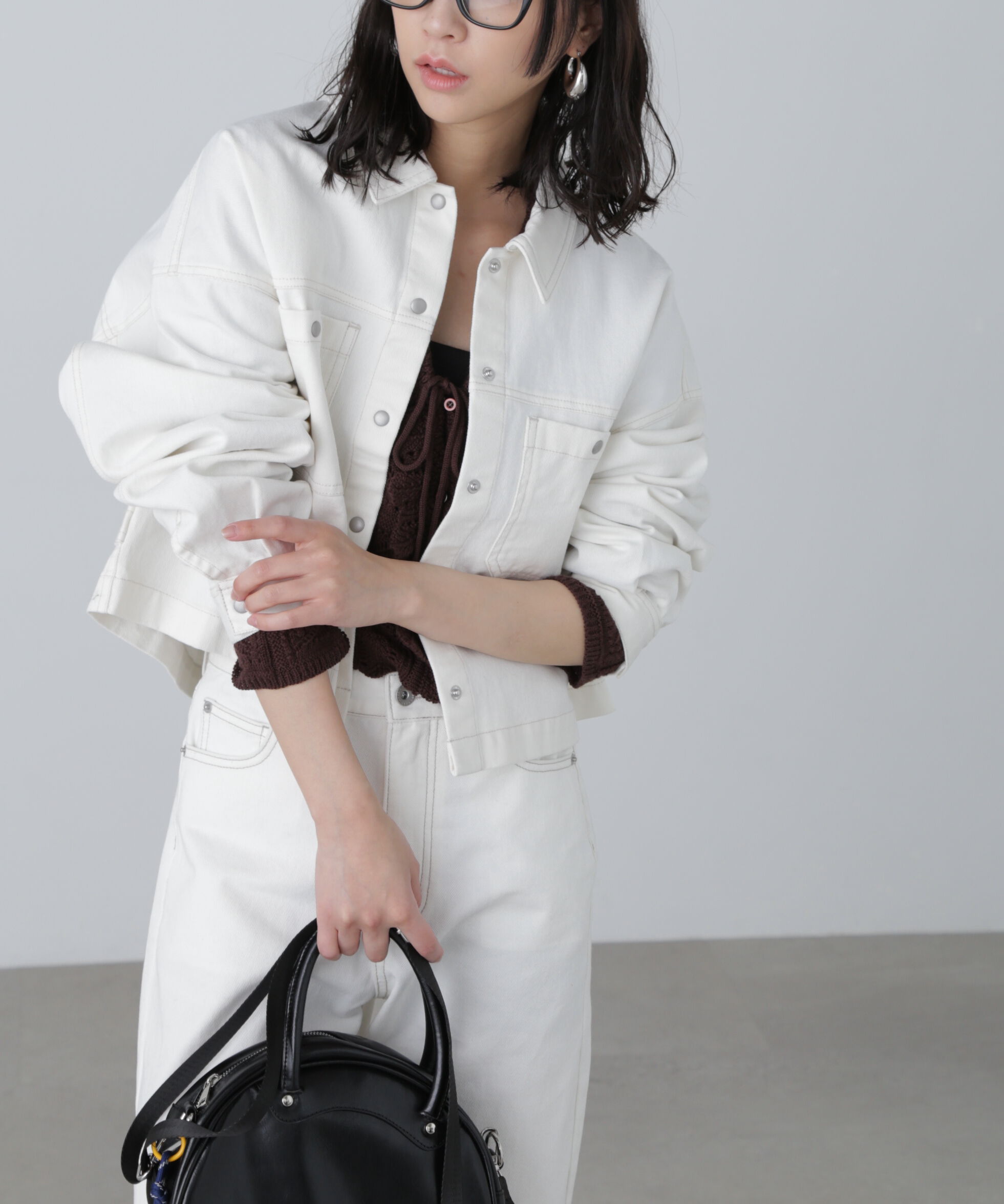  「フロントポケットショートシャツブルゾン」|ブルゾン・スタジャン|オフホワイト