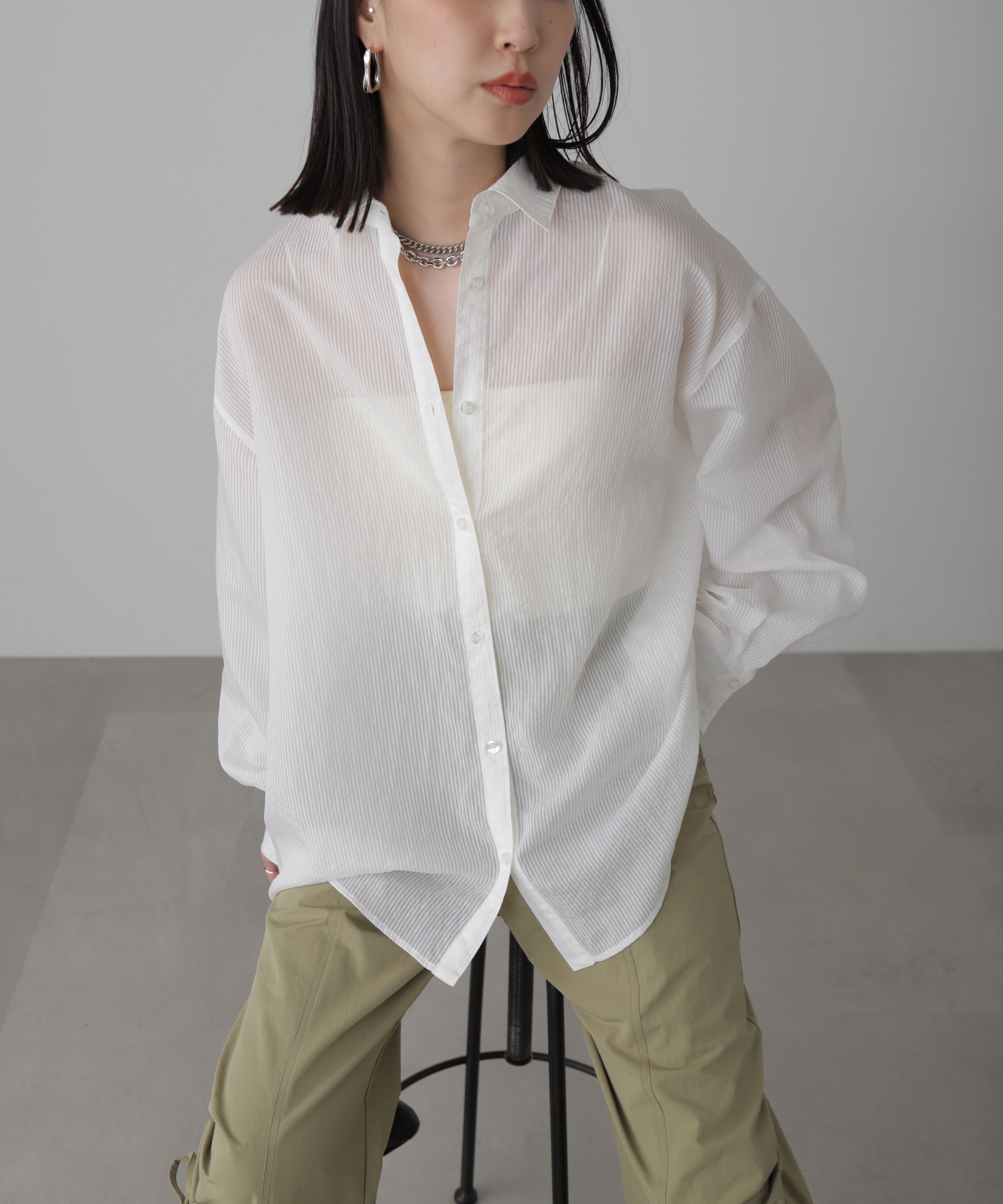  「シアーストライプオーバーシャツ」|シャツ・ブラウス|