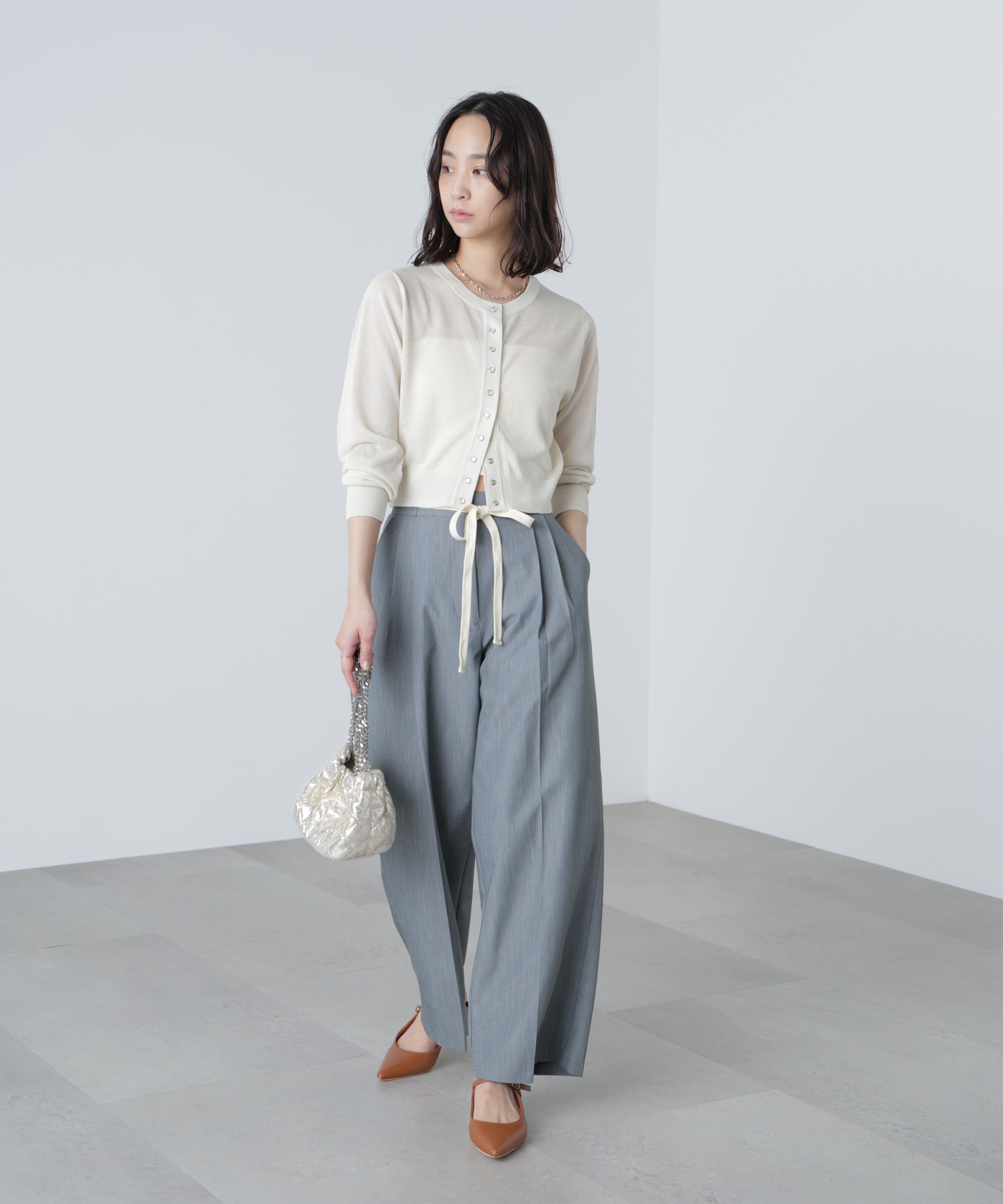  「杉綾リボンベルトワイドパンツ」|その他|