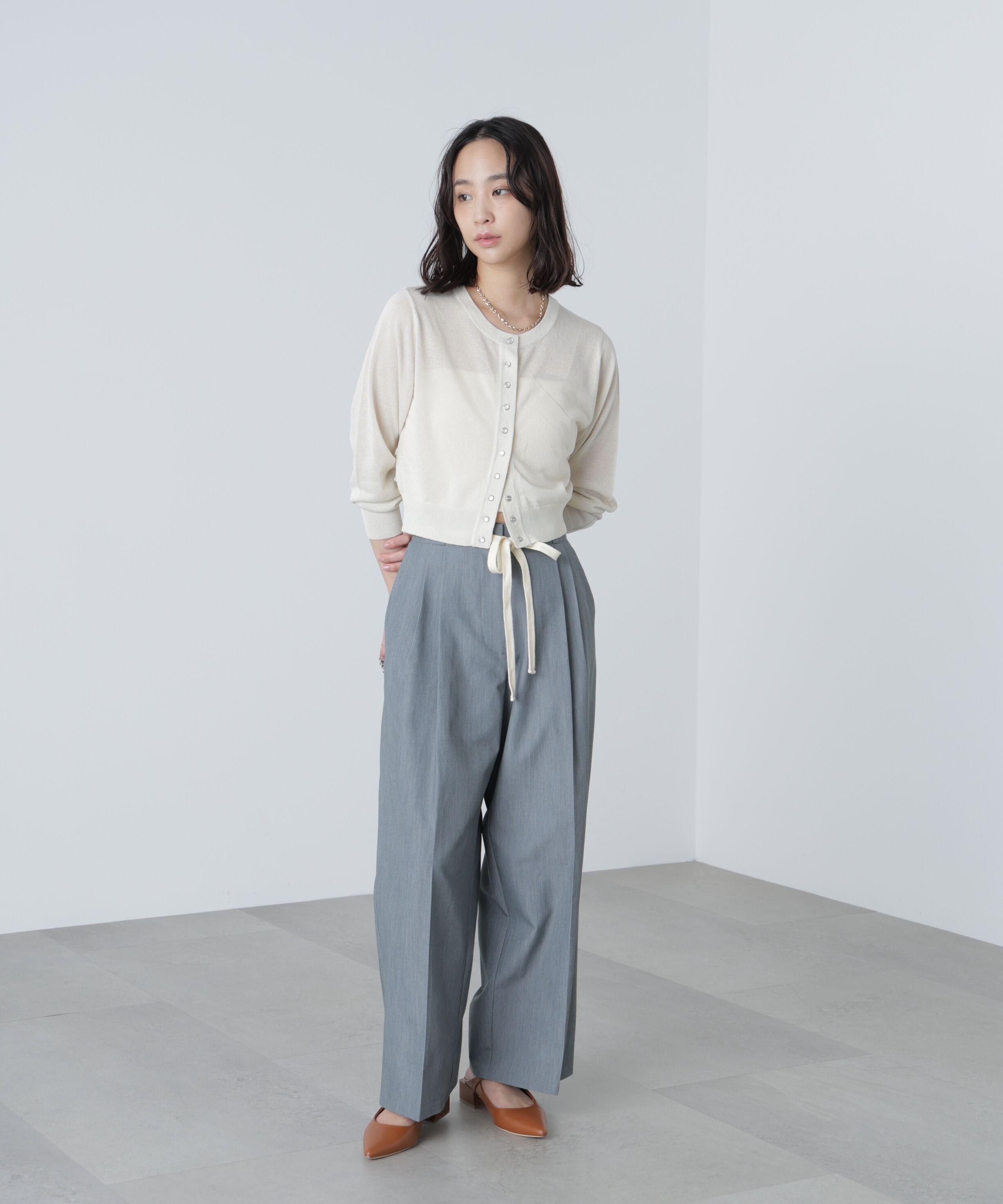  「杉綾リボンベルトワイドパンツ」|その他|