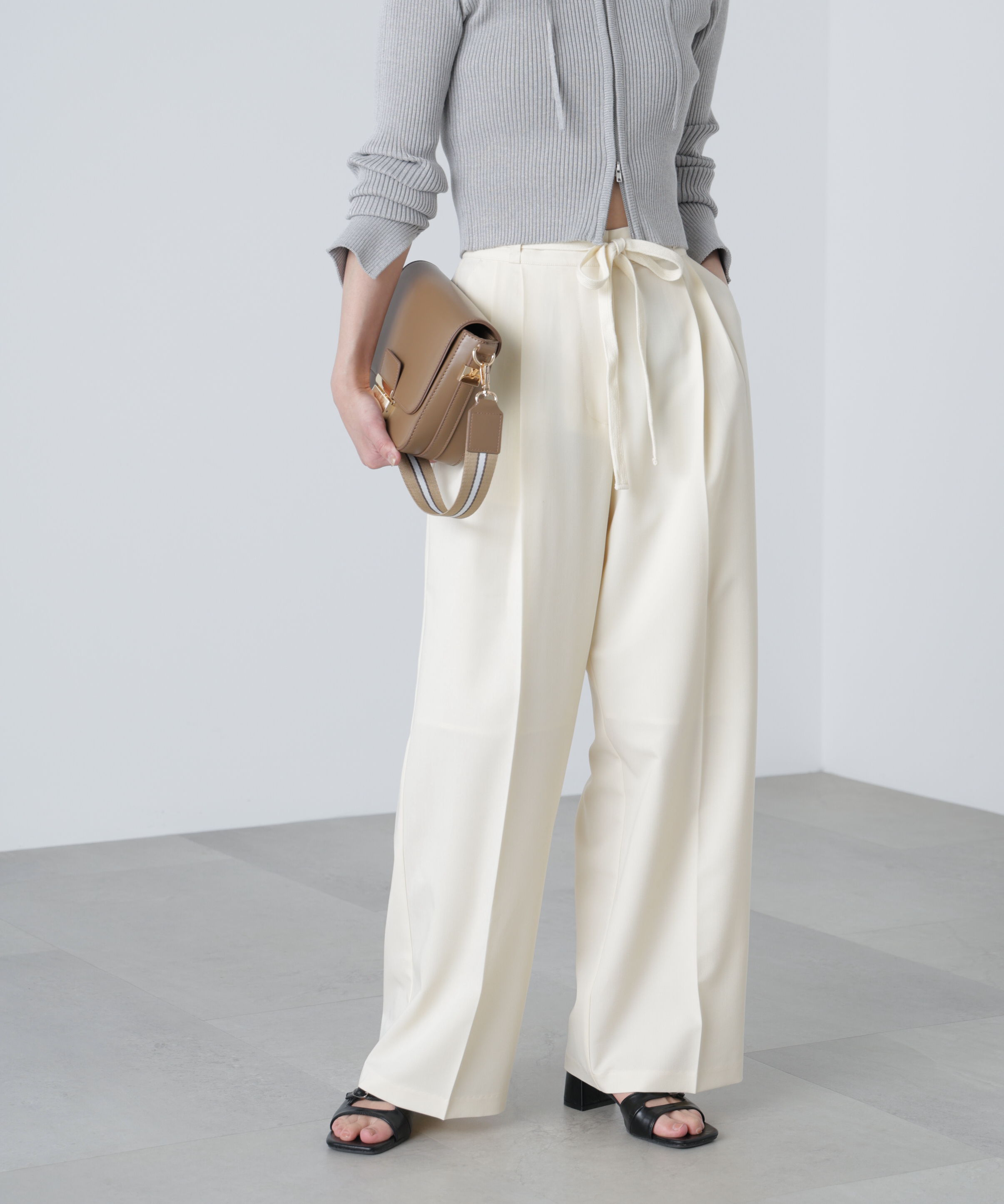  「杉綾リボンベルトワイドパンツ」|その他|
