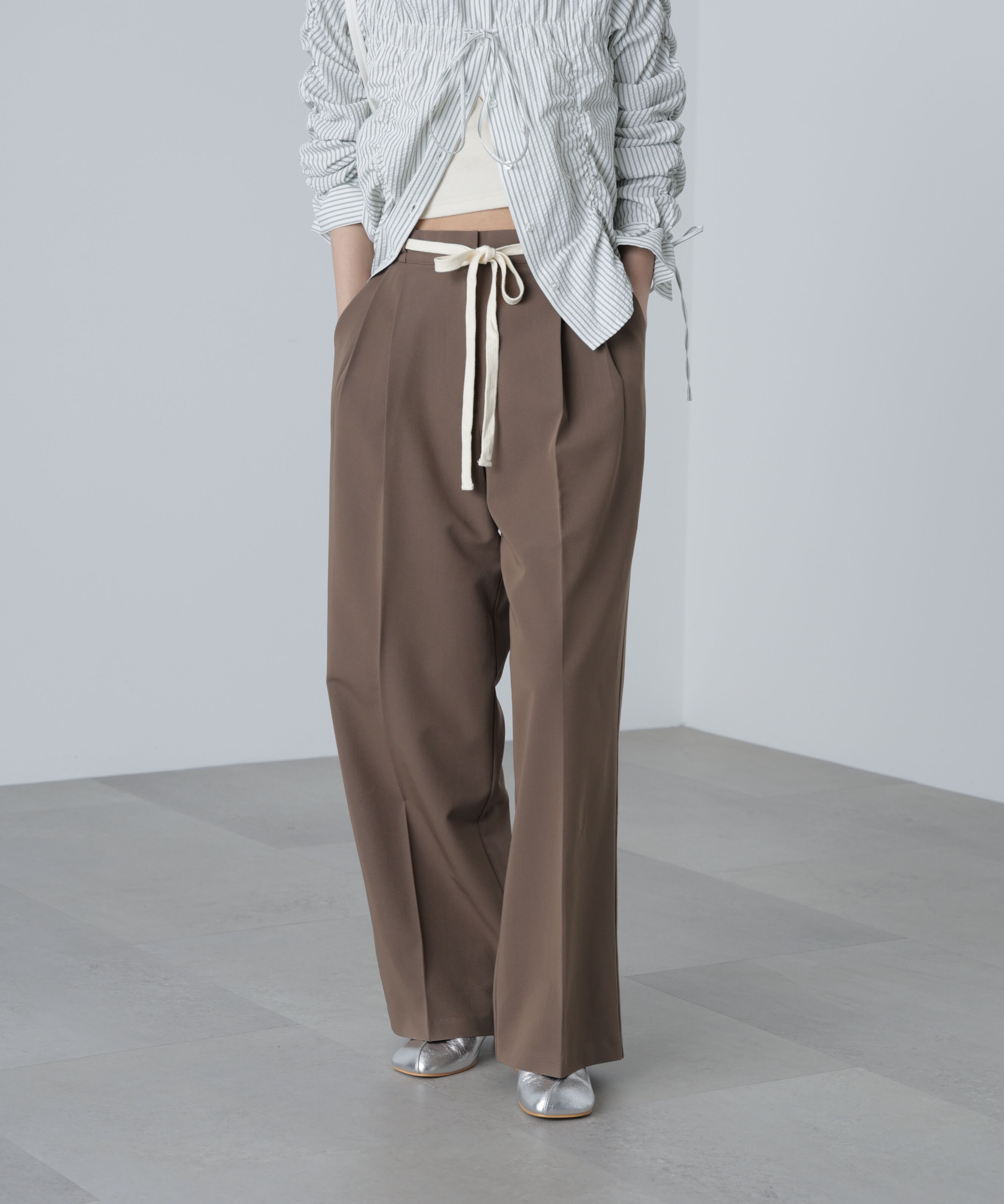  「杉綾リボンベルトワイドパンツ」|その他|