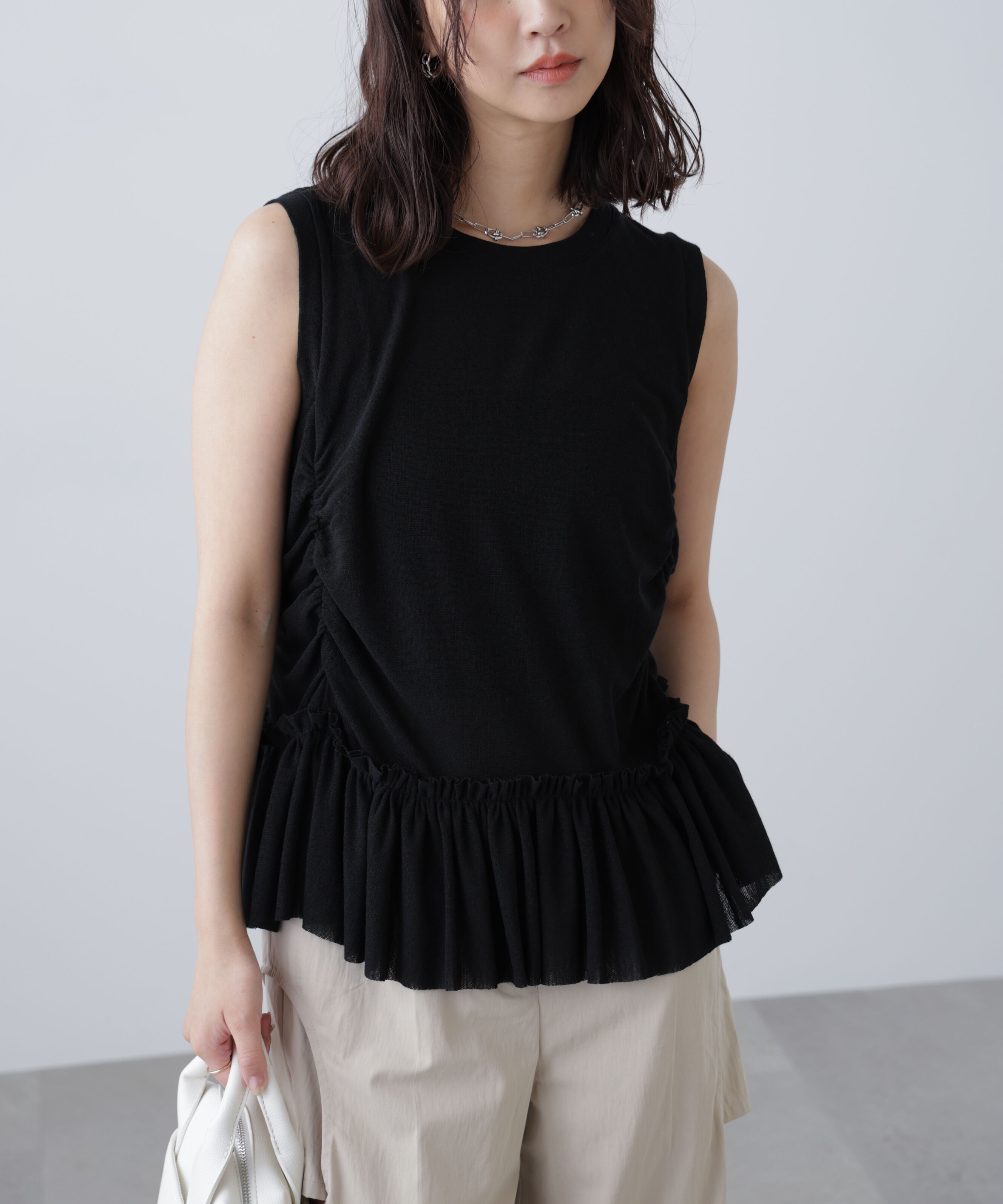  「シアーフリルタンクトップ」|Tシャツ・カットソー|