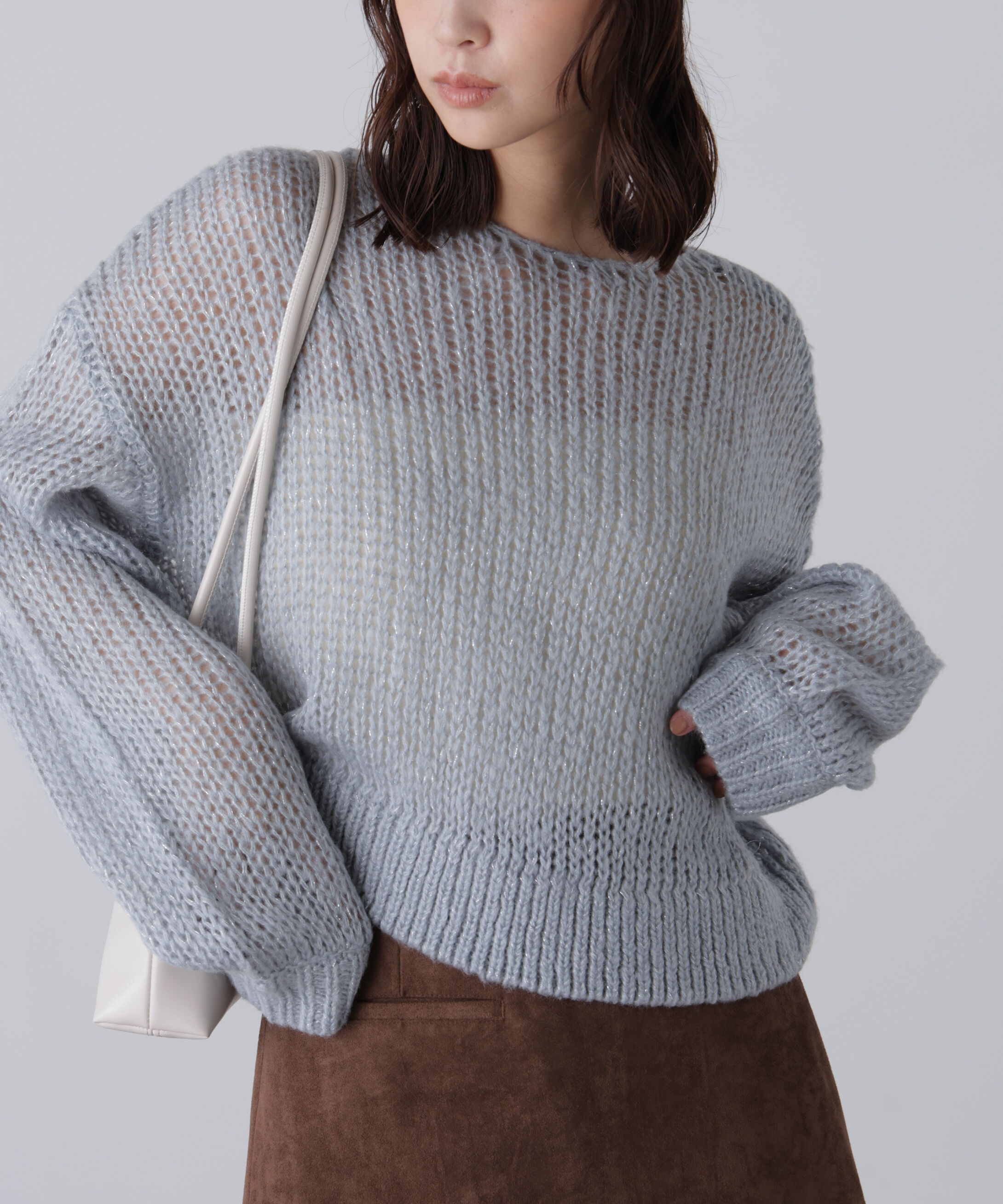  「シアーモヘヤラメニット」|ニット・セーター|サックス