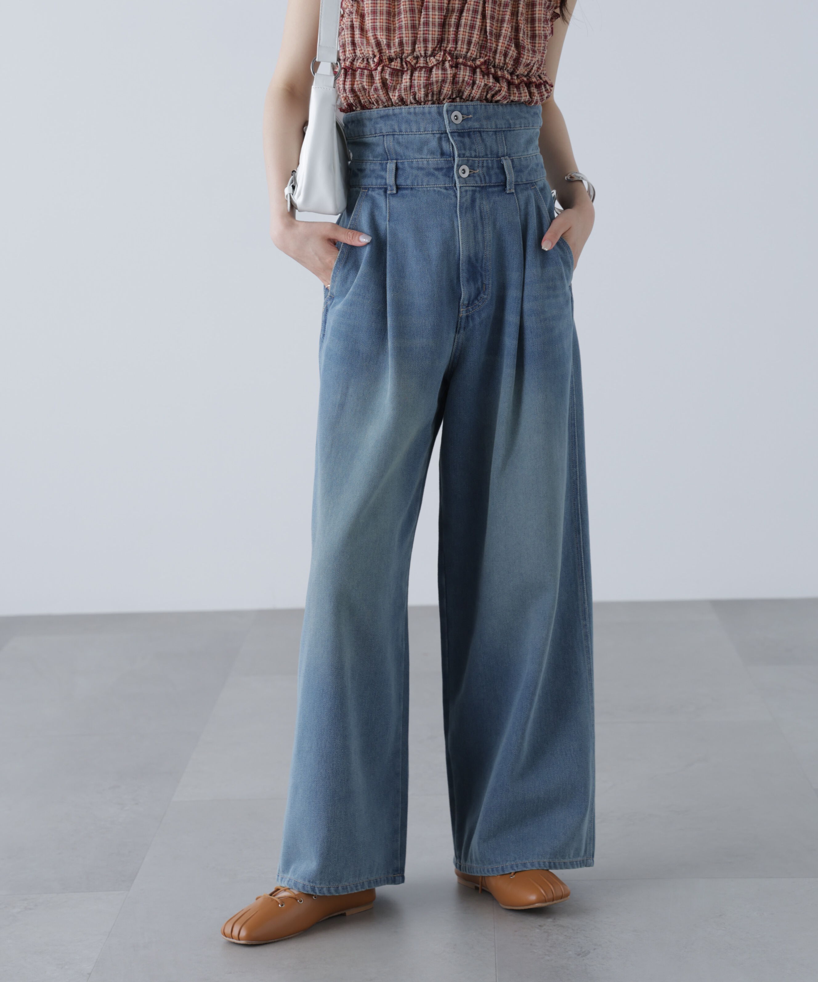  「折り返しハイウエストデニムパンツ」|その他|