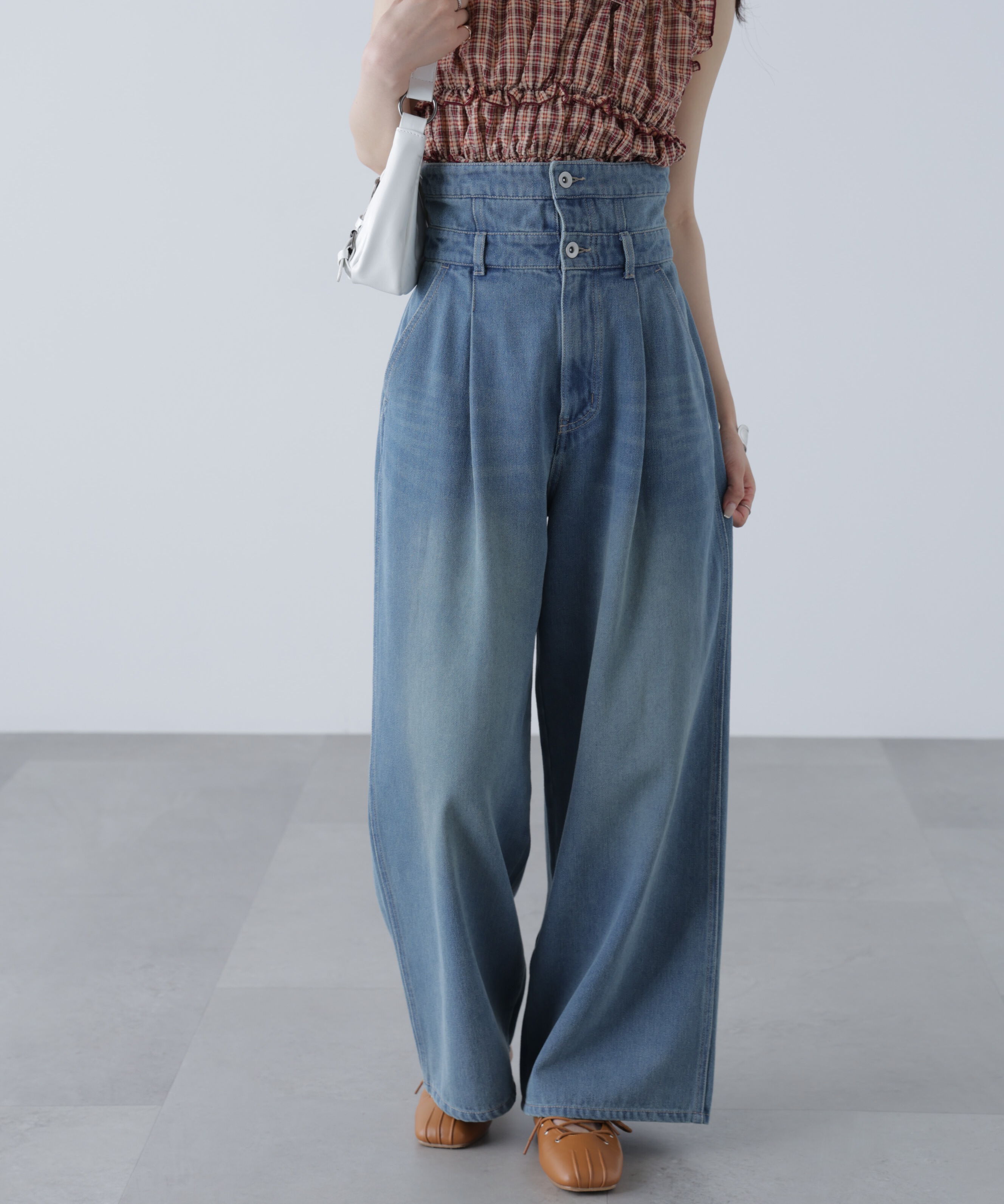  「折り返しハイウエストデニムパンツ」|その他|