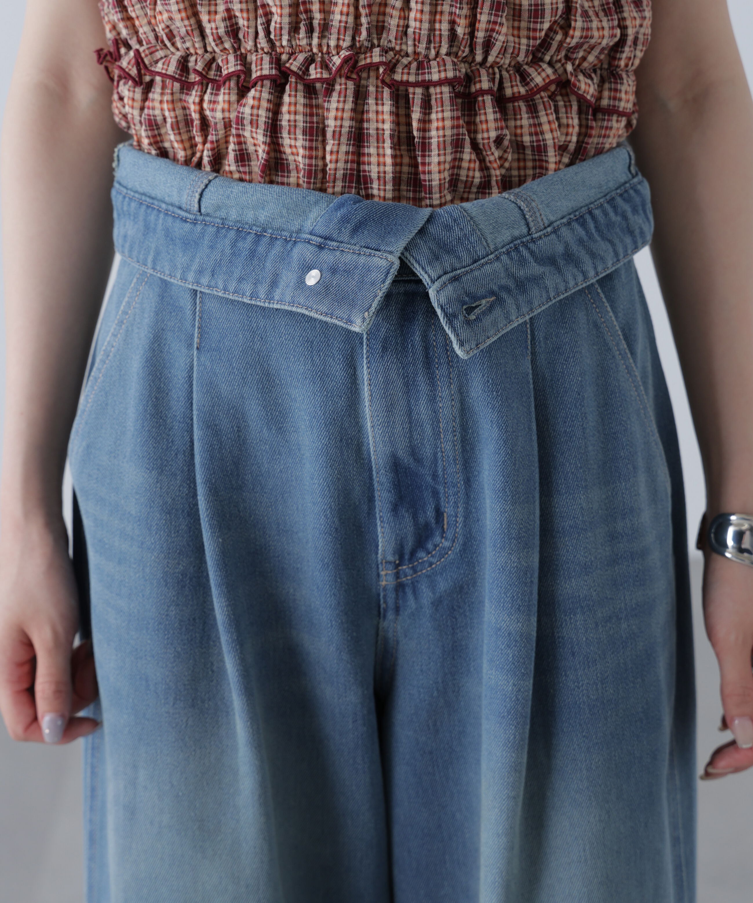  「折り返しハイウエストデニムパンツ」|その他|