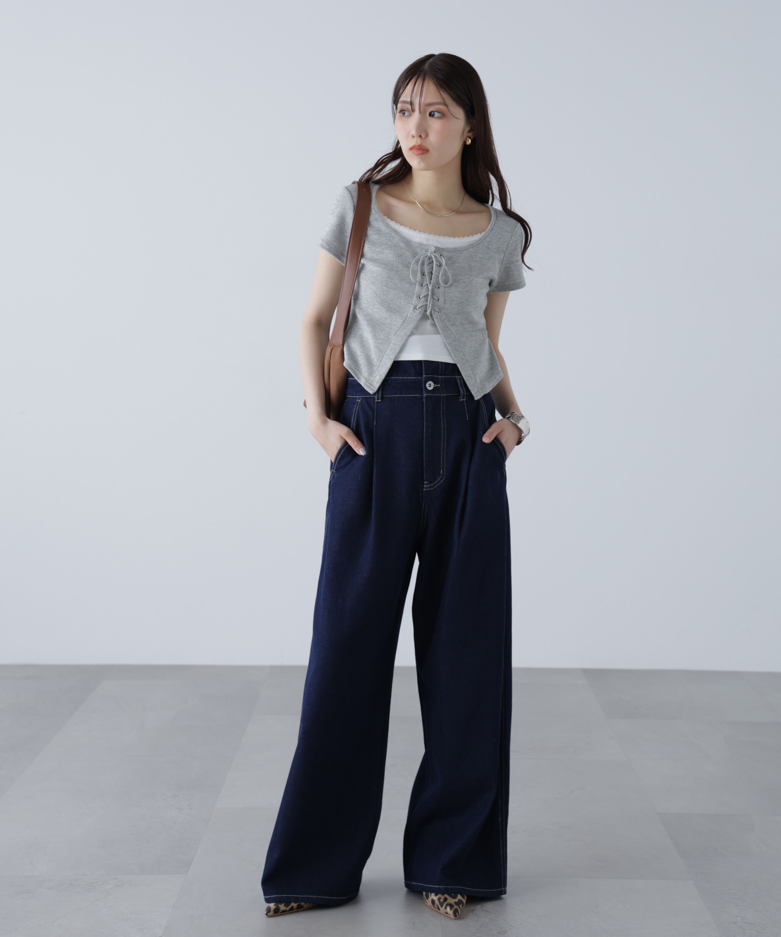  「折り返しハイウエストデニムパンツ」|その他|