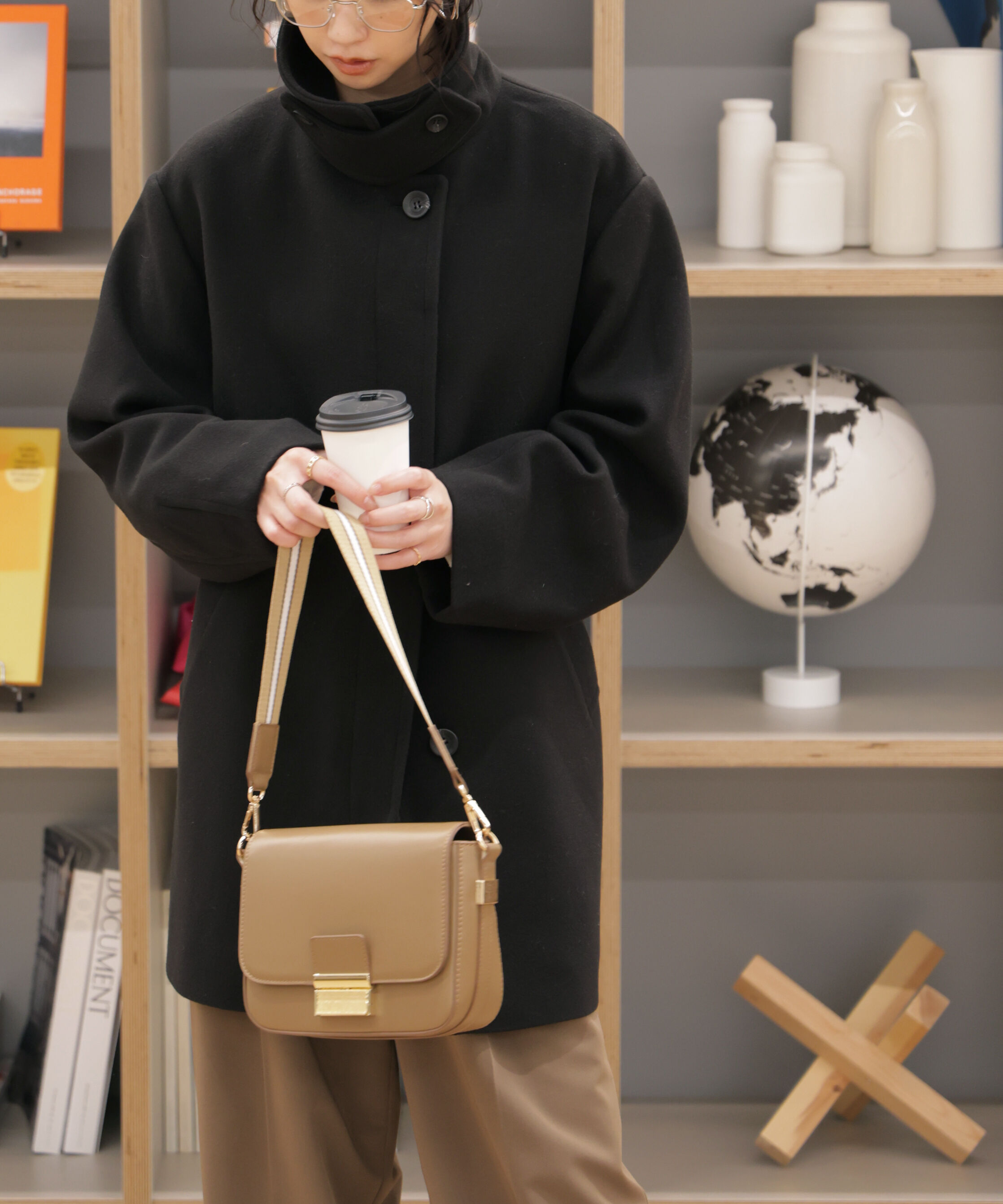  「スタンドカラーミドル丈ツイードコート」|その他|