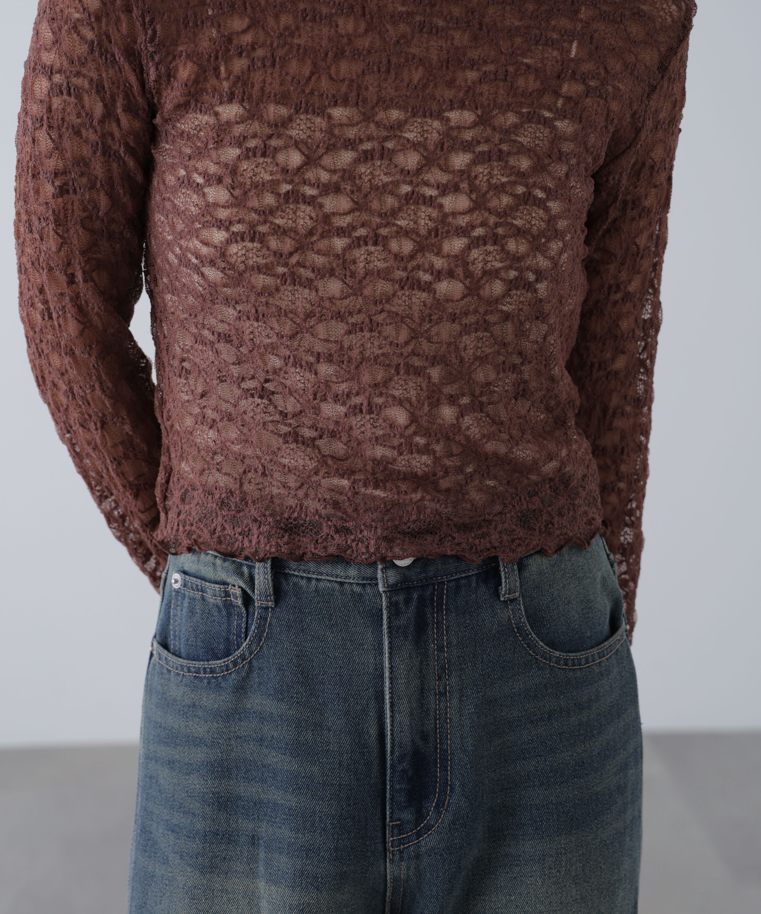  「ショート丈レーストップス」|Tシャツ・カットソー|