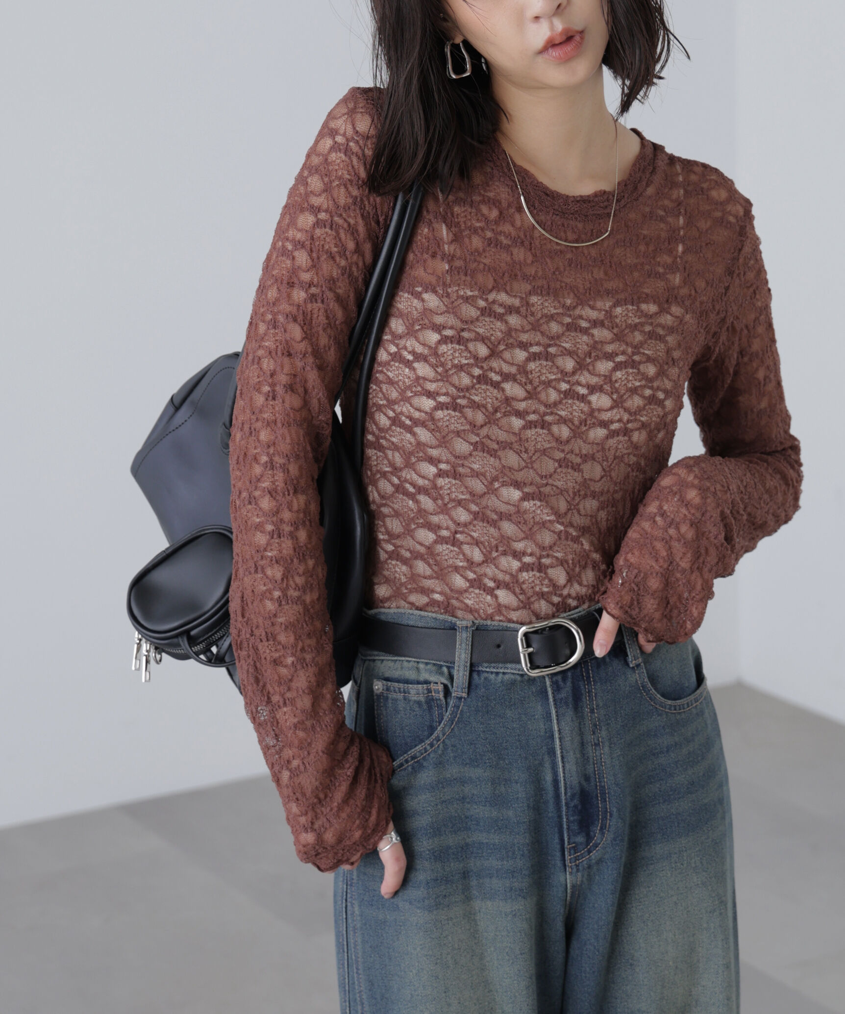  「ショート丈レーストップス」|Tシャツ・カットソー|