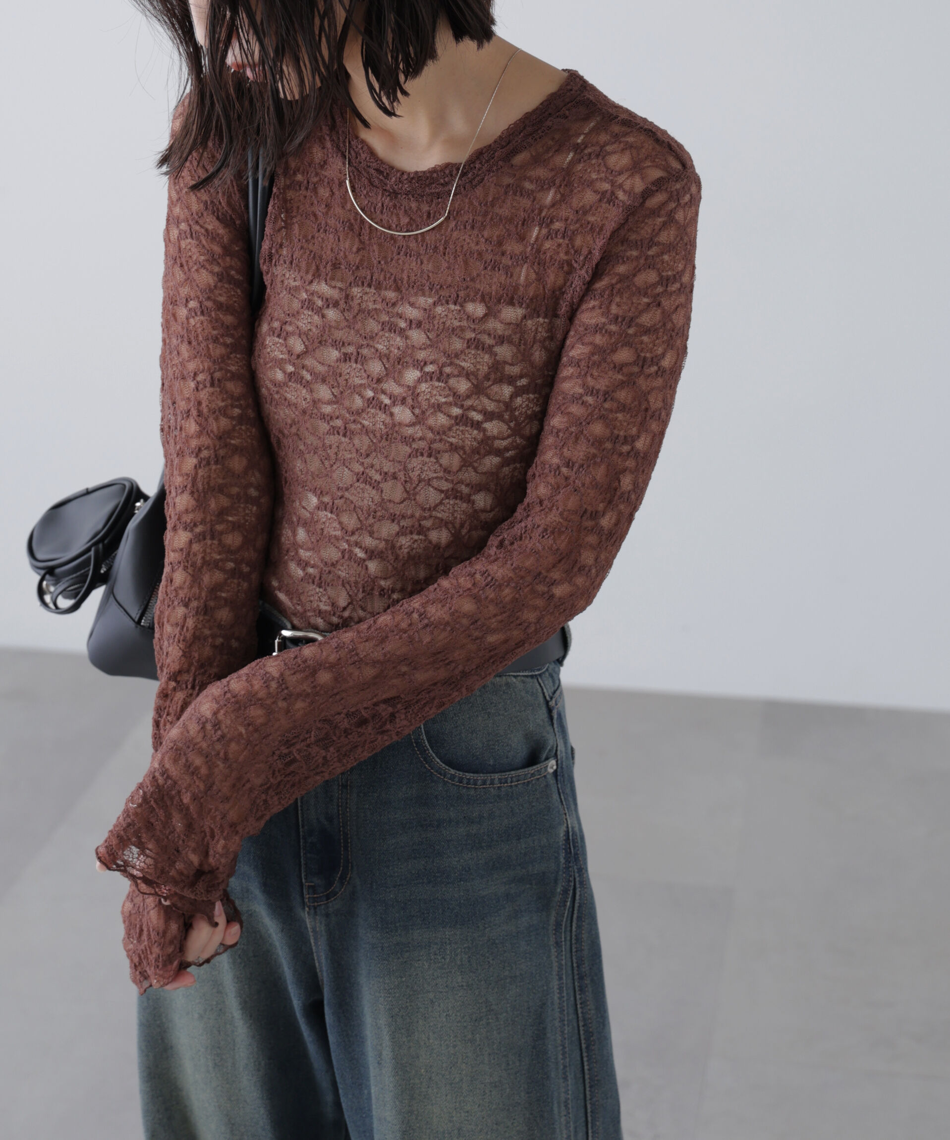  「ショート丈レーストップス」|Tシャツ・カットソー|