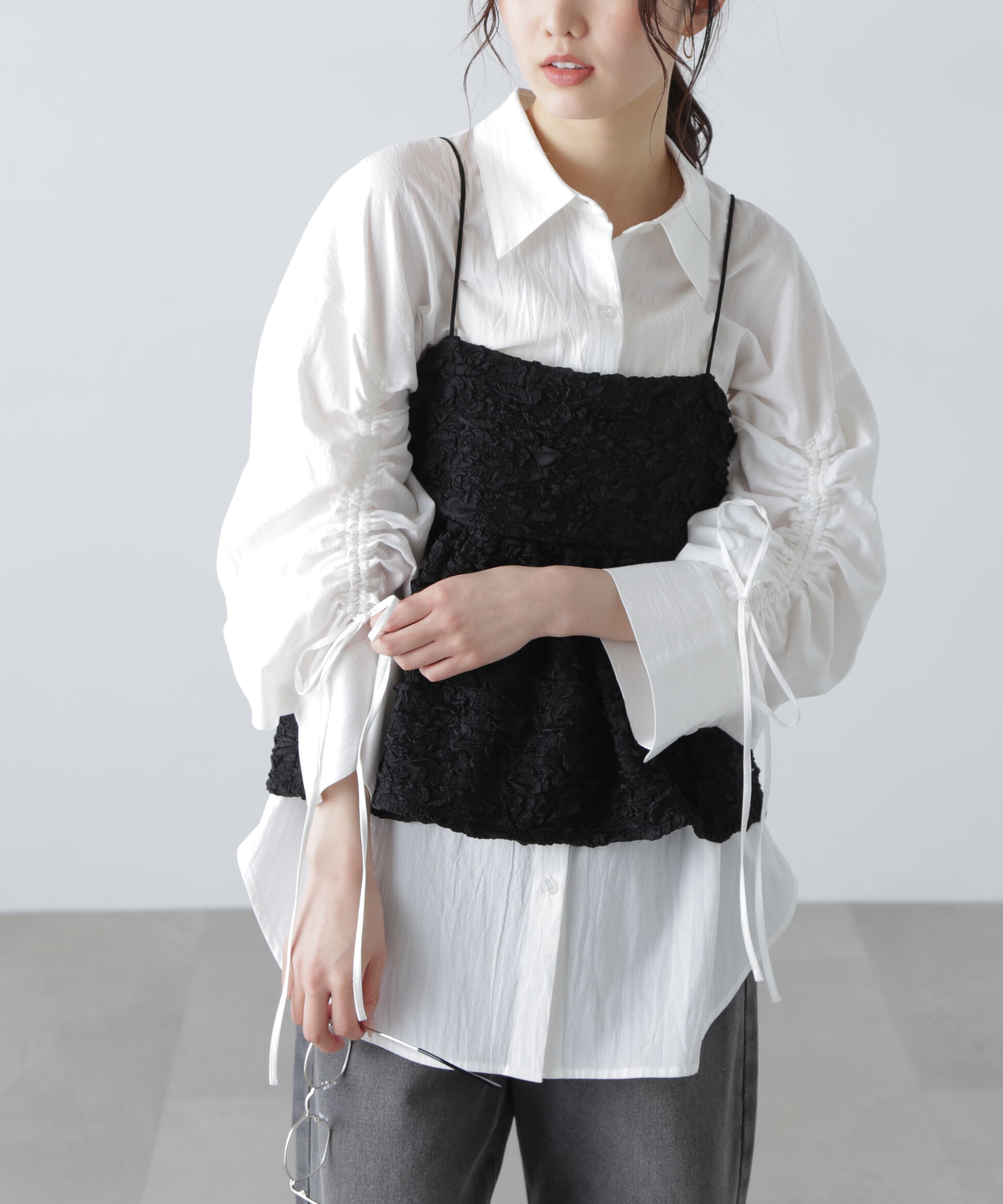  「袖シャーリングオーバーシャツ」|シャツ・ブラウス|