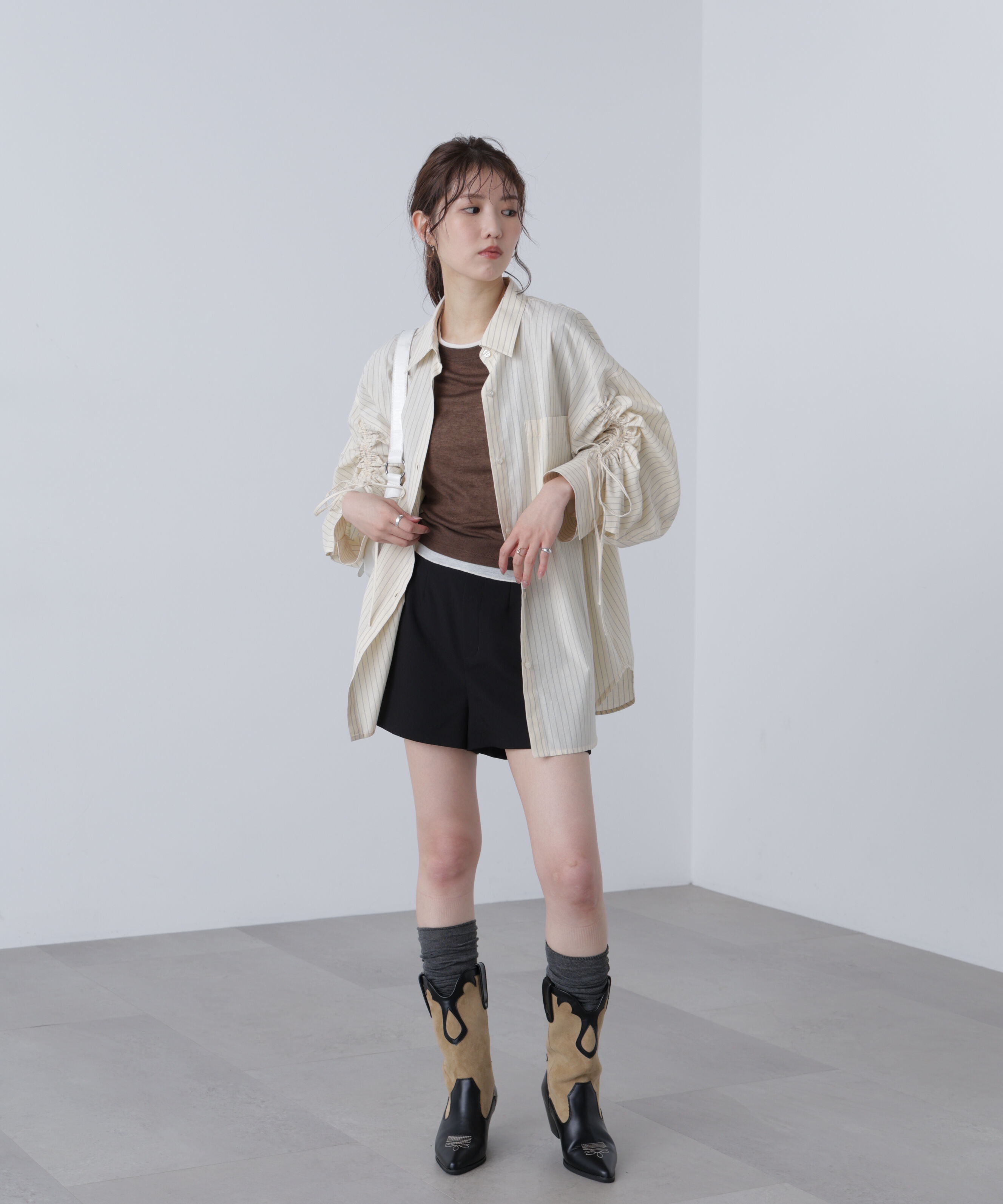  「袖シャーリングオーバーシャツ」|シャツ・ブラウス|