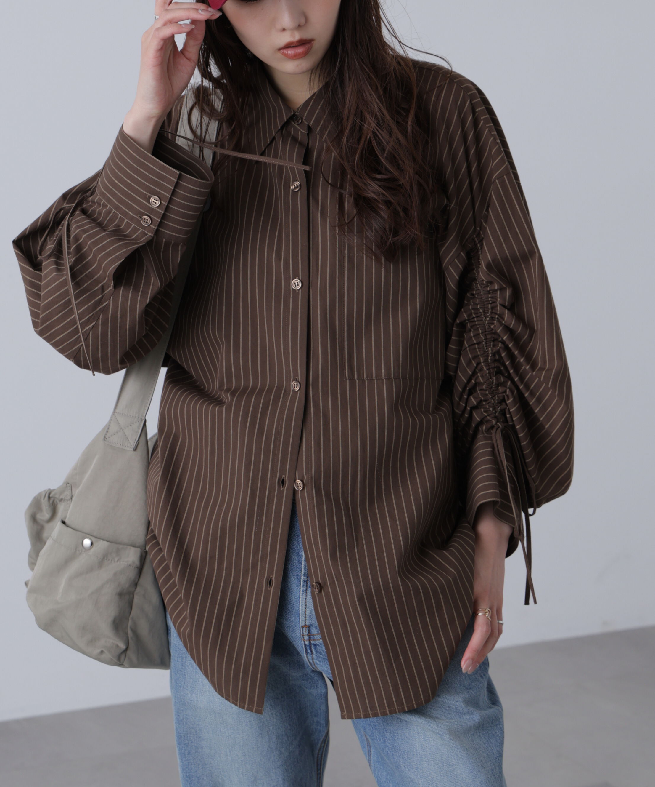  「袖シャーリングオーバーシャツ」|シャツ・ブラウス|