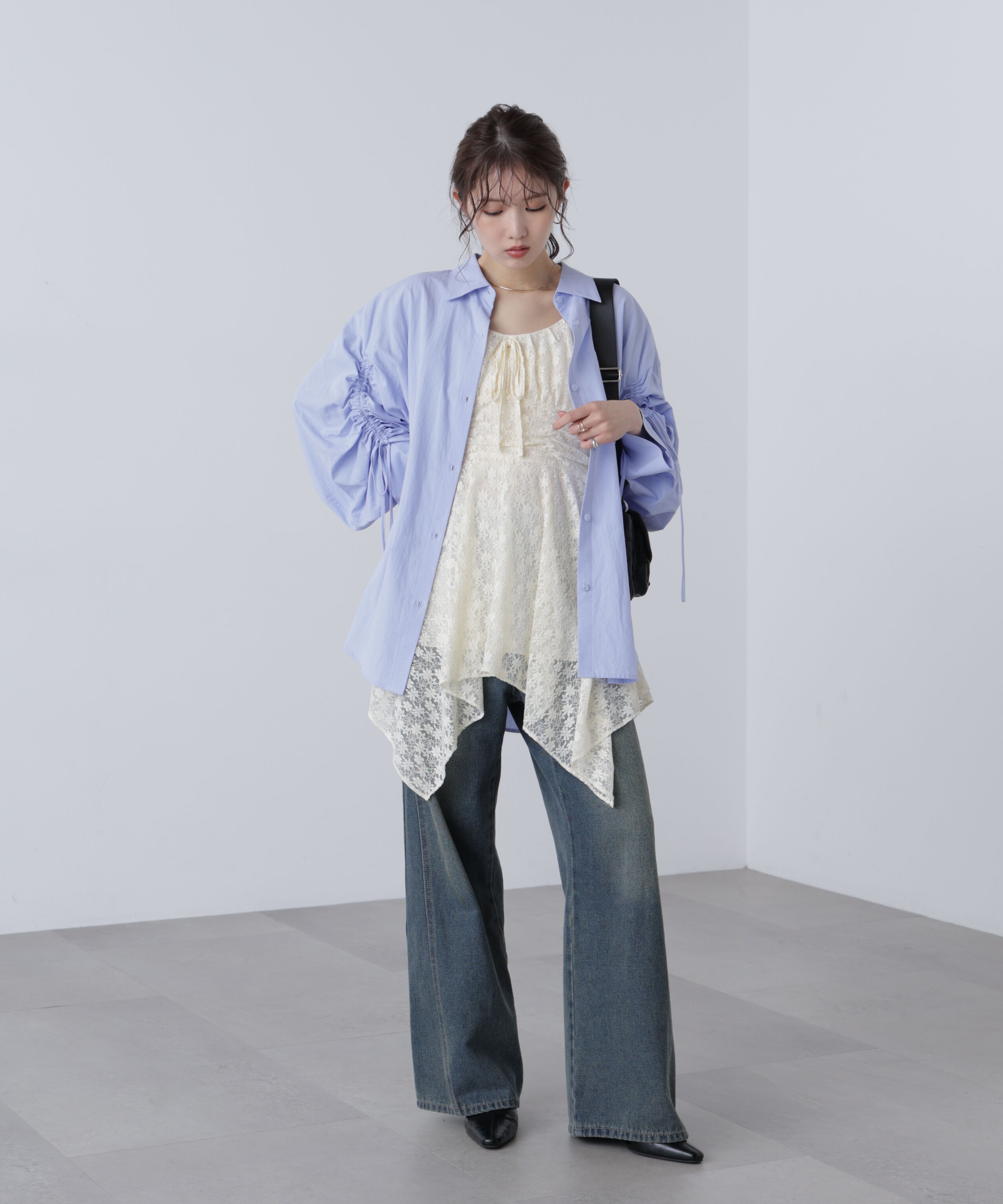  「袖シャーリングオーバーシャツ」|シャツ・ブラウス|