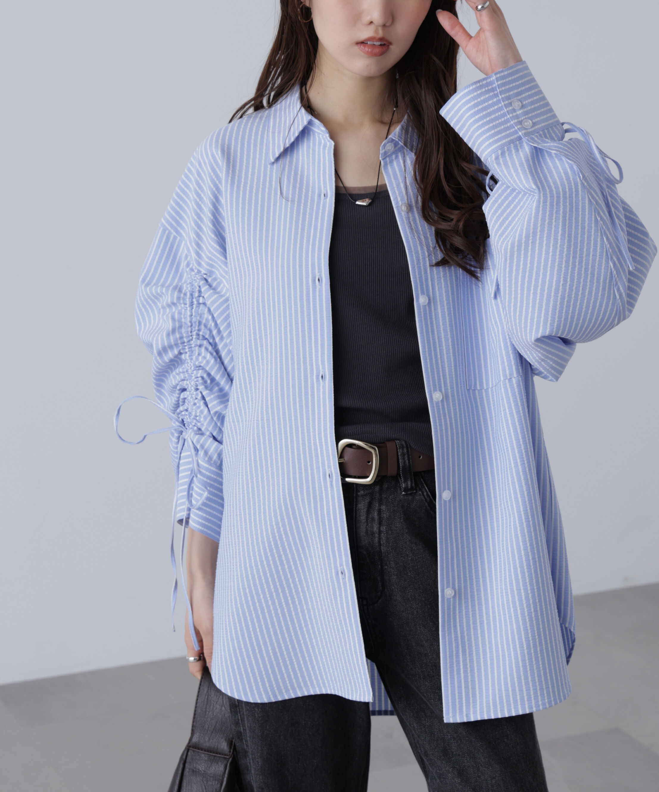  「袖シャーリングオーバーシャツ」|シャツ・ブラウス|