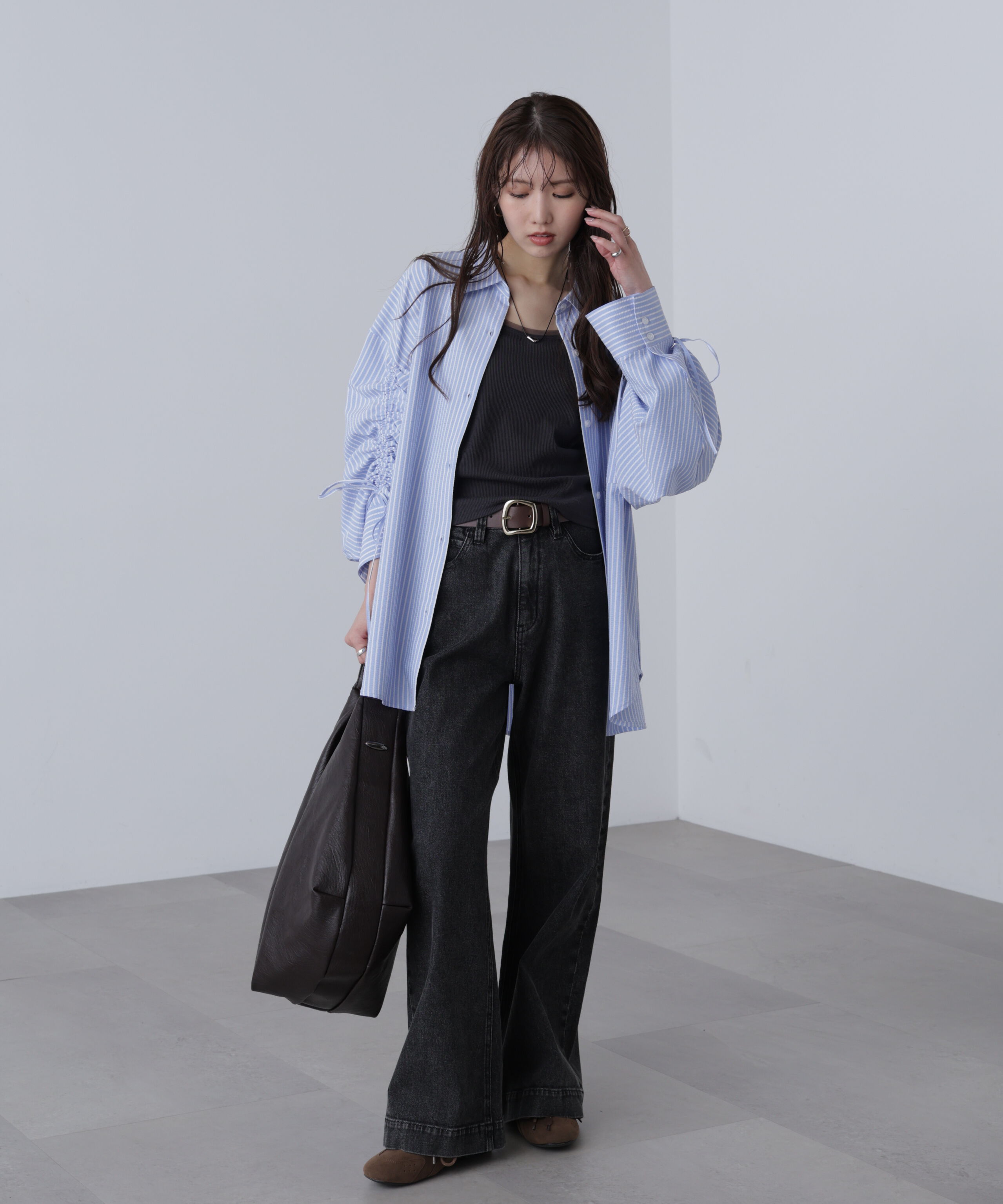  「袖シャーリングオーバーシャツ」|シャツ・ブラウス|