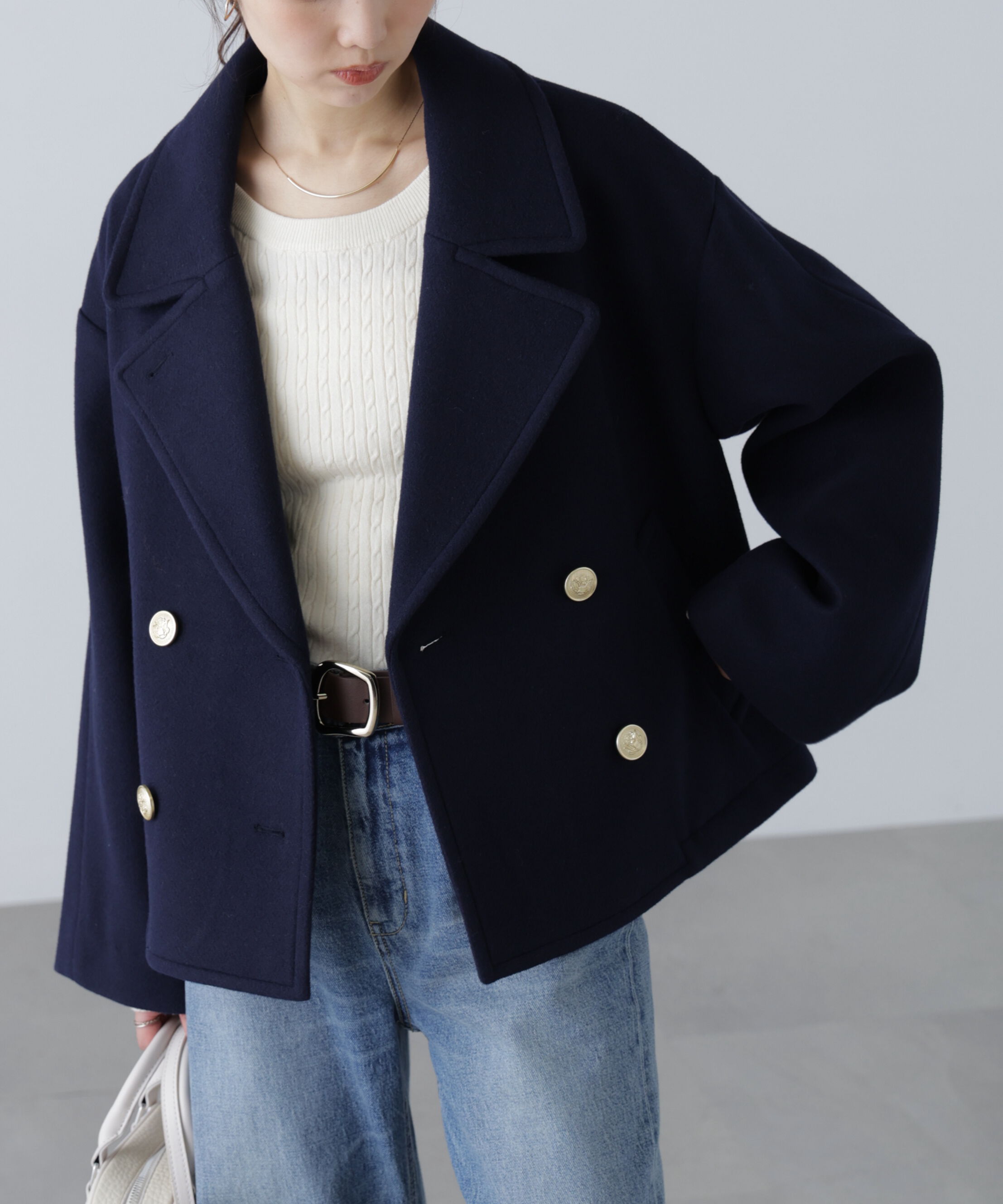  「ミドル丈オーバーピーコート〈ＭＦＭ〉」|ブルゾン・スタジャン|