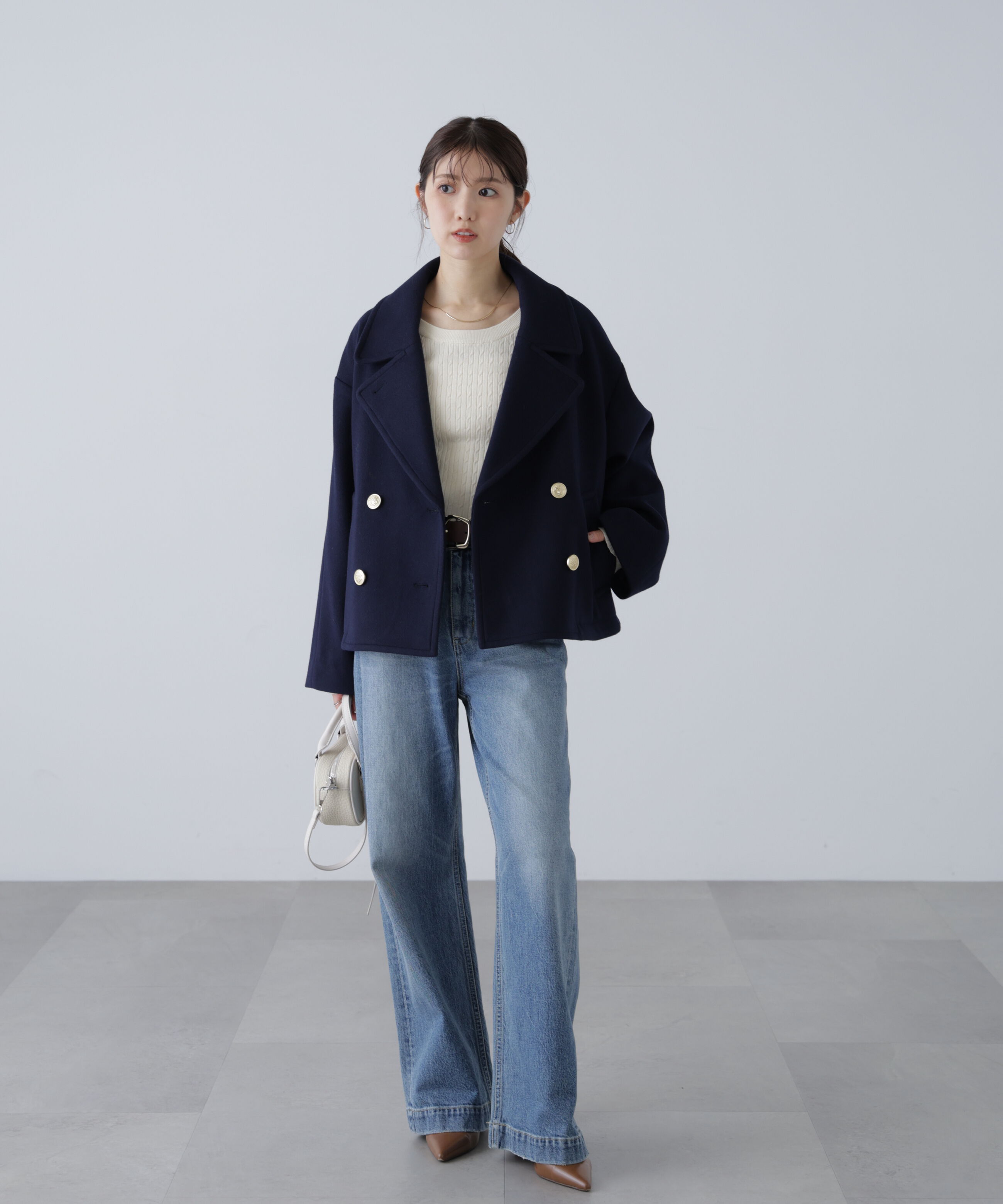  「ミドル丈オーバーピーコート〈ＭＦＭ〉」|ブルゾン・スタジャン|