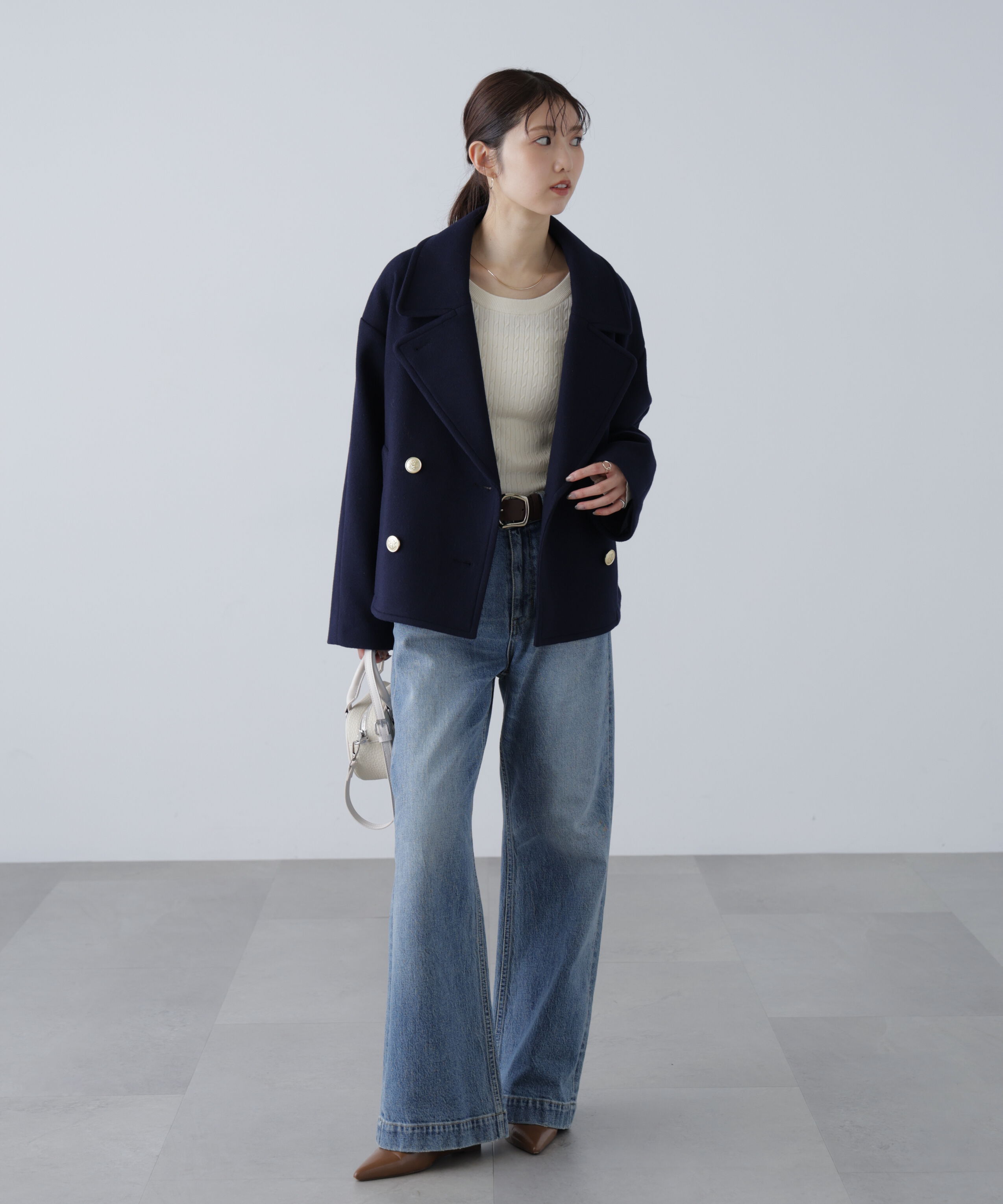  「ミドル丈オーバーピーコート〈ＭＦＭ〉」|ブルゾン・スタジャン|