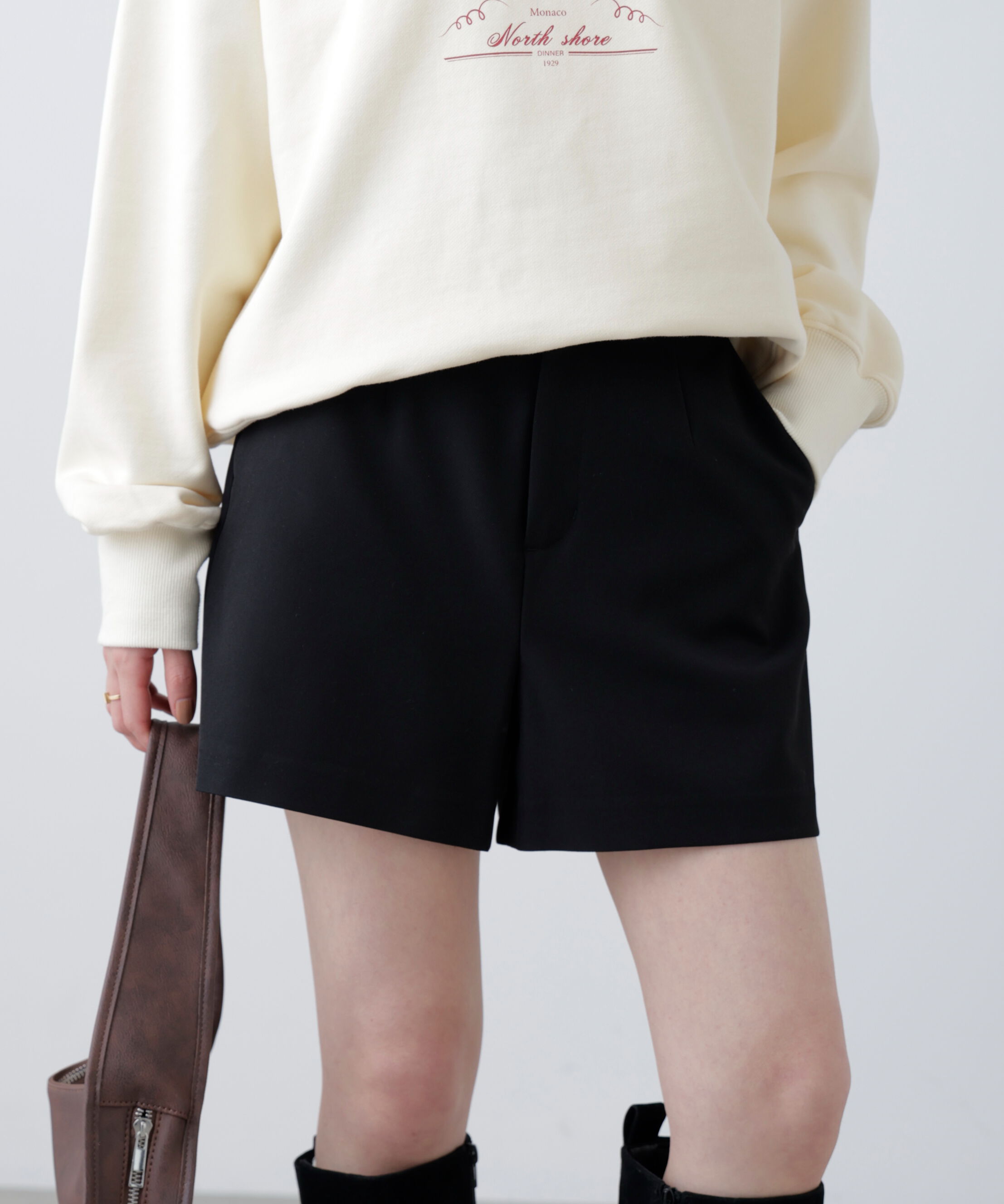  「〈セットアップ対応〉ハイウエストショートパンツ」|その他|ブラック