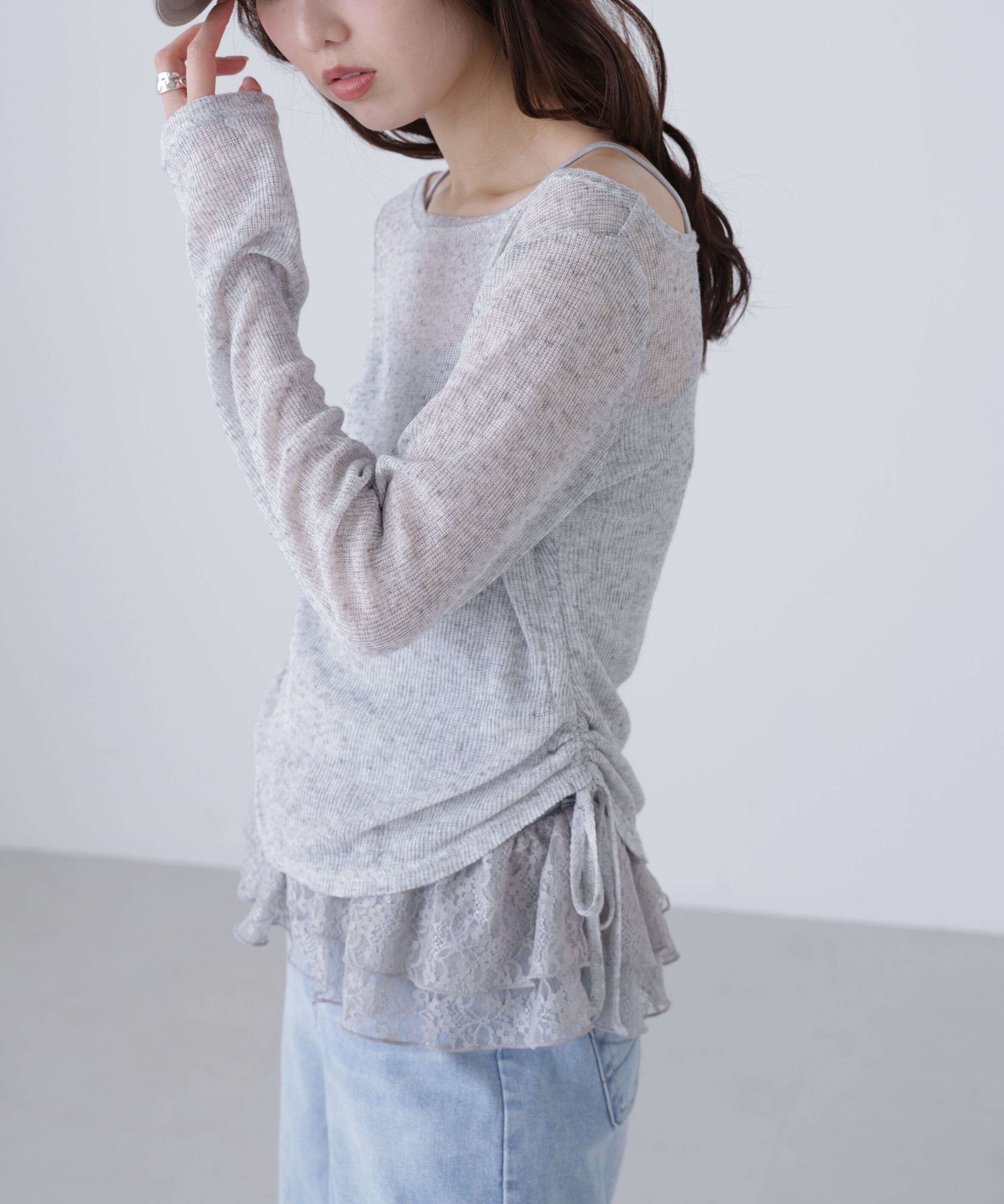  「メランジドロストレースティアードキャミセット」|Tシャツ・カットソー|