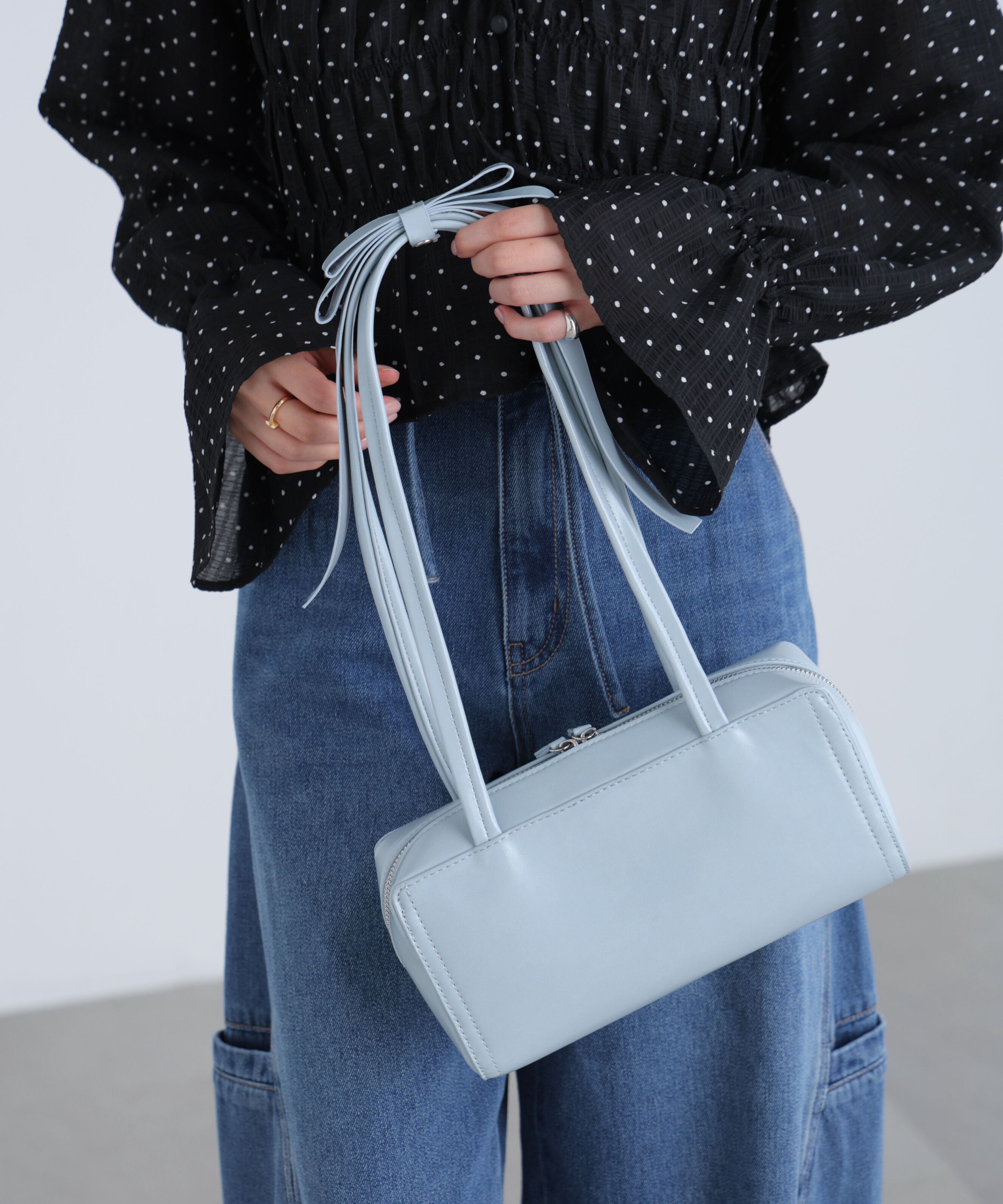  「リボンショルダーバッグ」|その他|ブルー