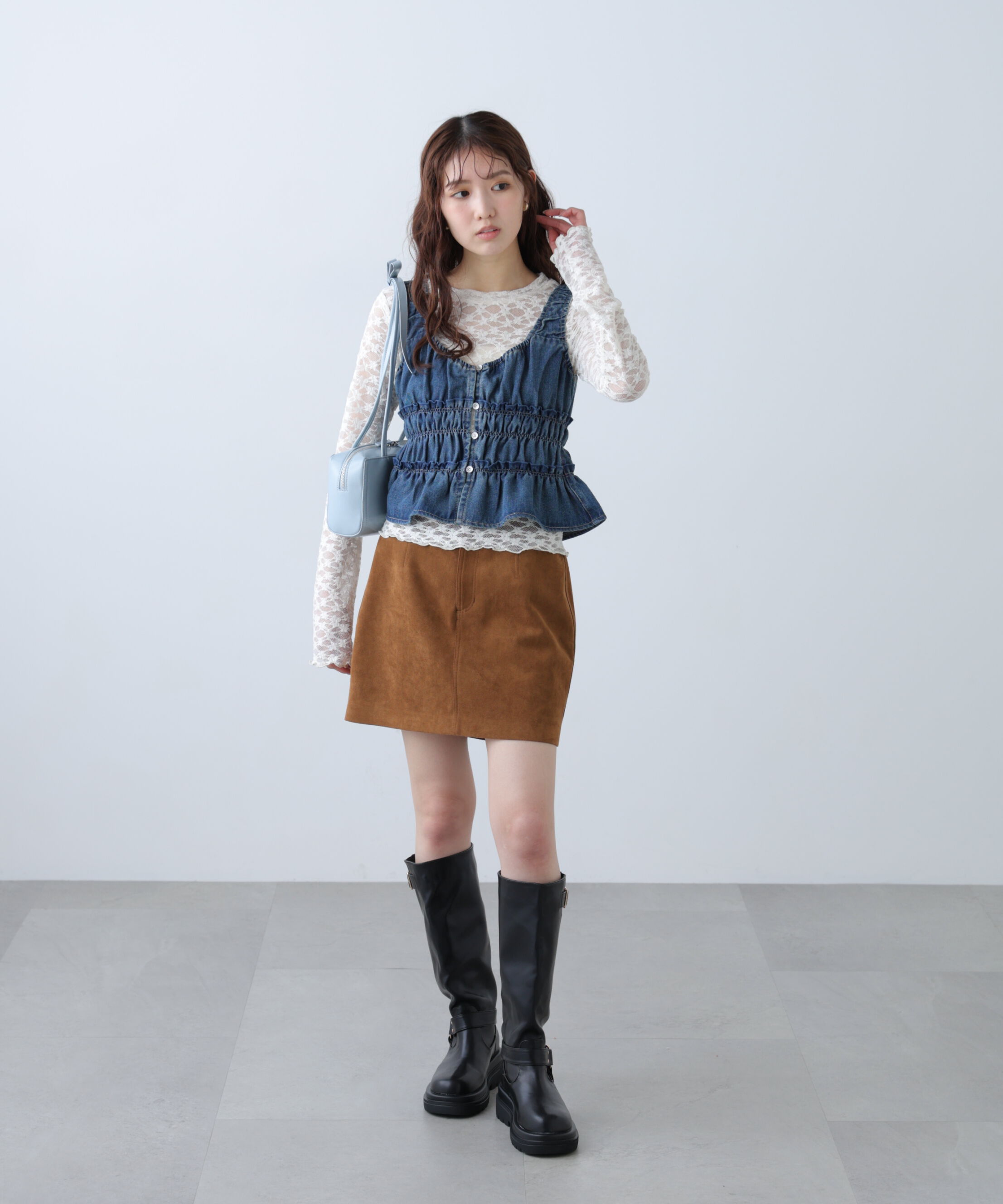  「シャーリングデニムビスチェ」|シャツ・ブラウス|