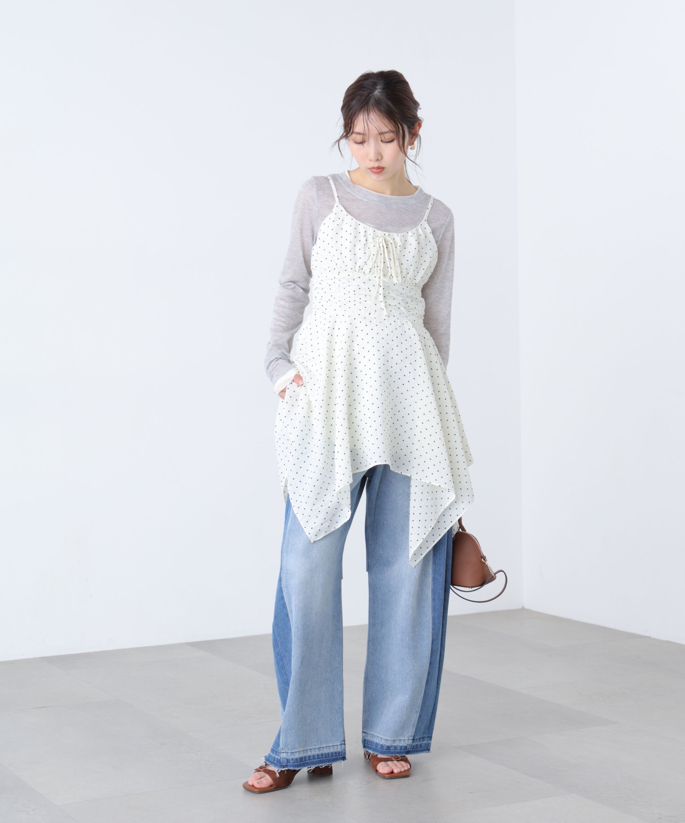  「[低身長サイズ/Sシリーズ]配色パネルバレルワイドパンツ」|その他|