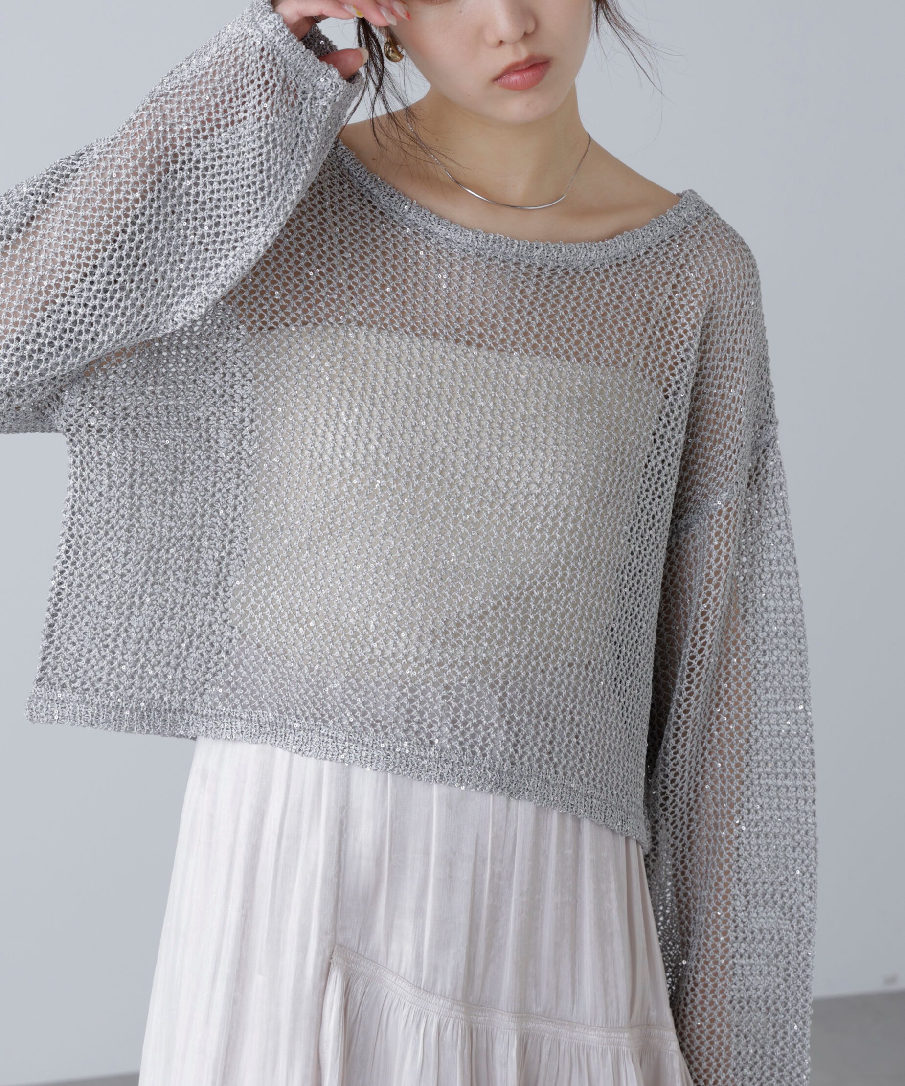  「メッシュスパンコールニット」|ニット・セーター|