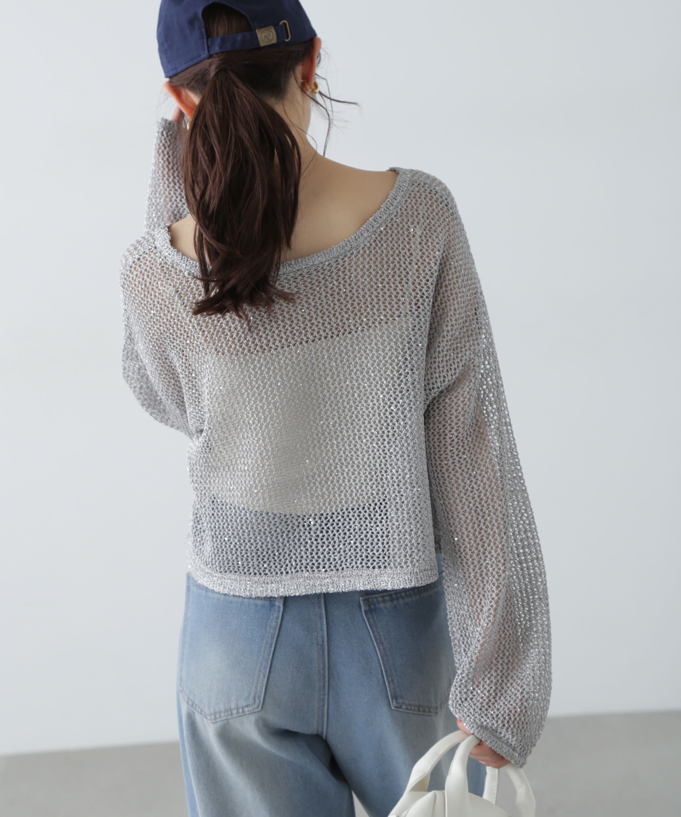 「メッシュスパンコールニット」|ニット・セーター|
