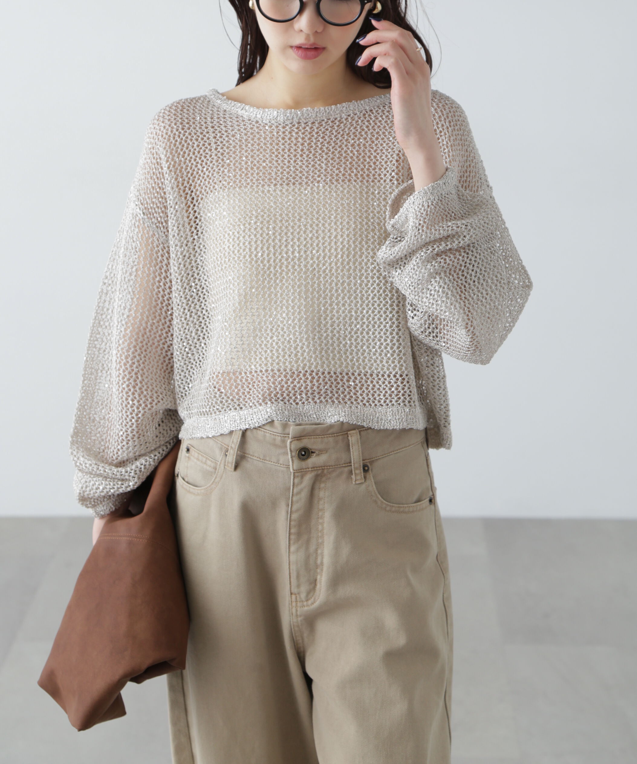  「メッシュスパンコールニット」|ニット・セーター|