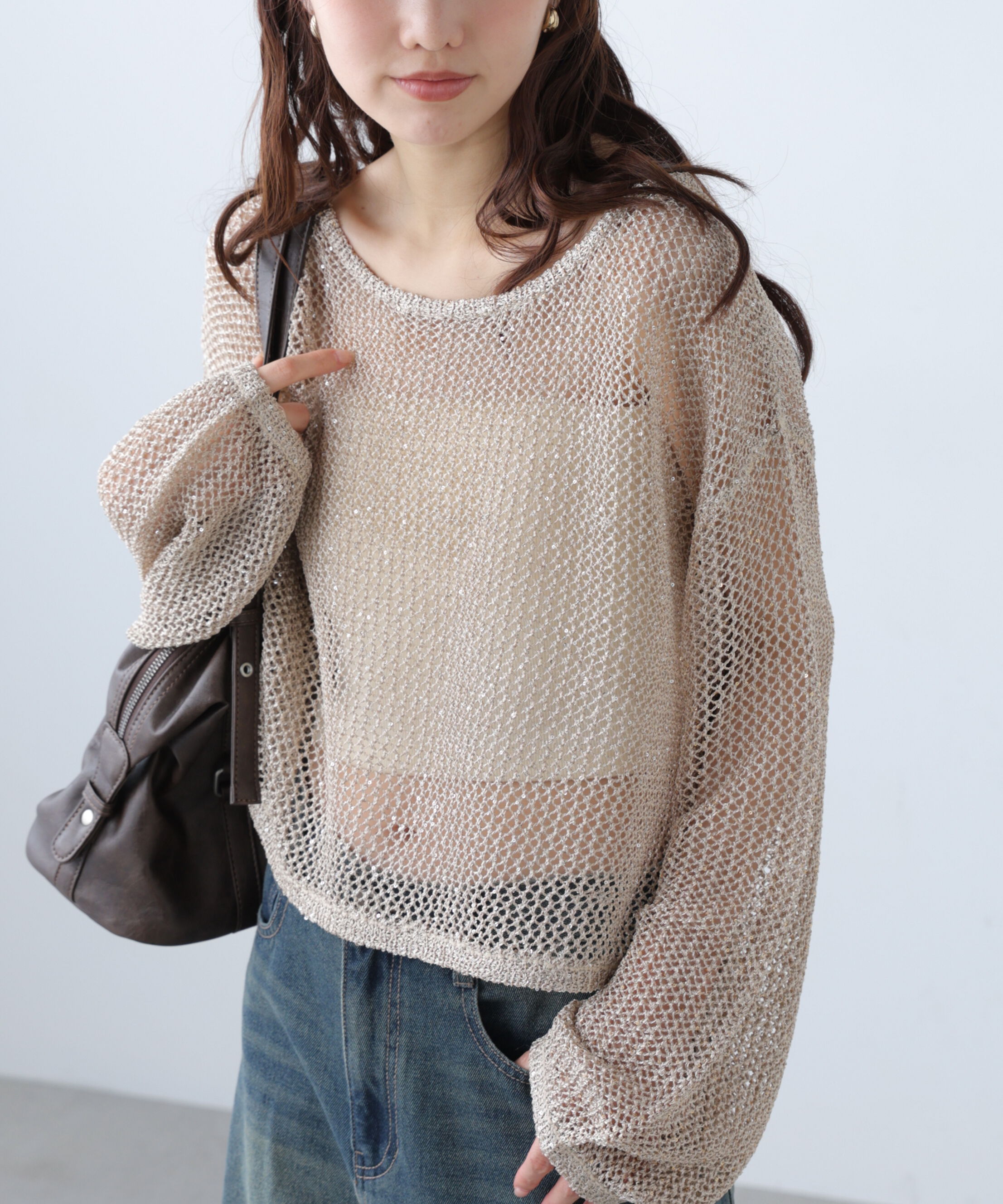  「メッシュスパンコールニット」|ニット・セーター|