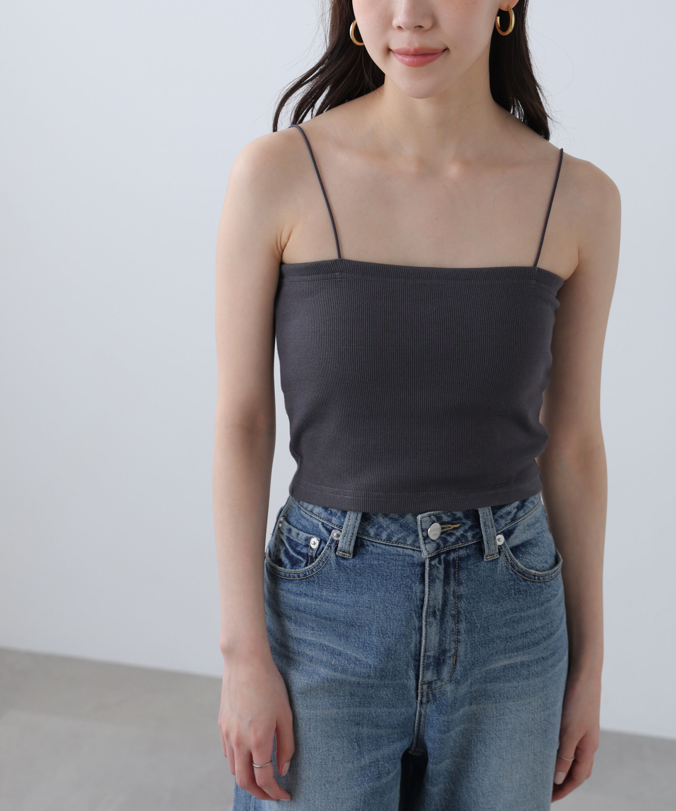  「[接触冷感][UV加工]カップ付きショート丈キャミソール」|Tシャツ・カットソー|